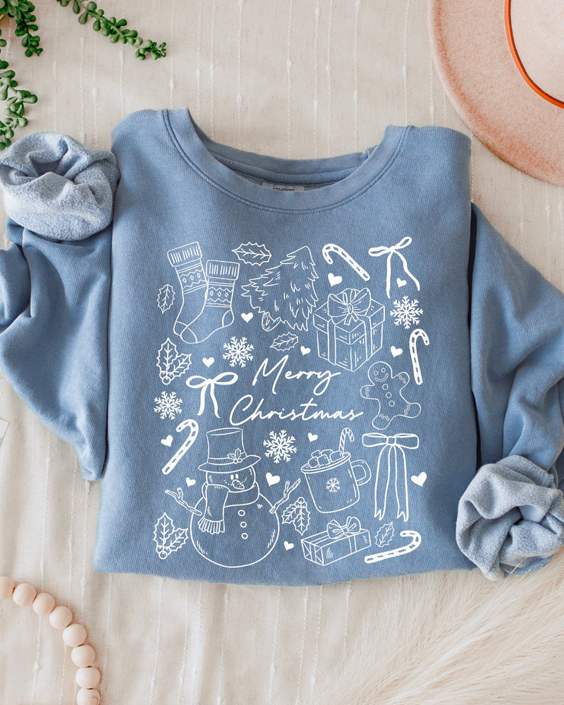 Merry Christmas Things Holiday Winter Garment Dyed Comfort Colors Sweatshirt