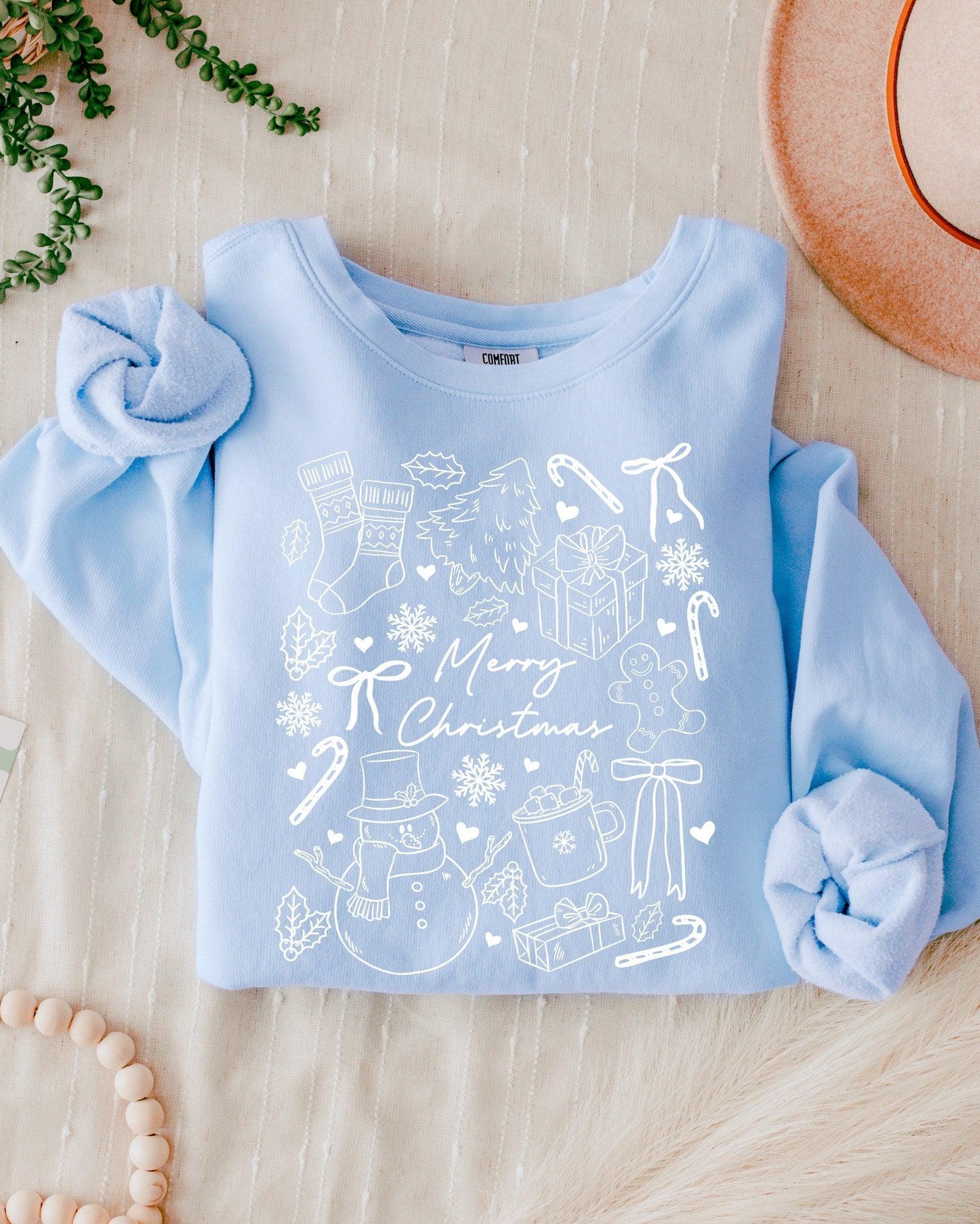Merry Christmas Things Holiday Winter Garment Dyed Comfort Colors Sweatshirt
