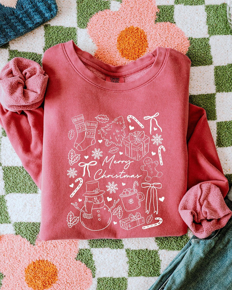 Merry Christmas Things Holiday Winter Garment Dyed Comfort Colors Sweatshirt