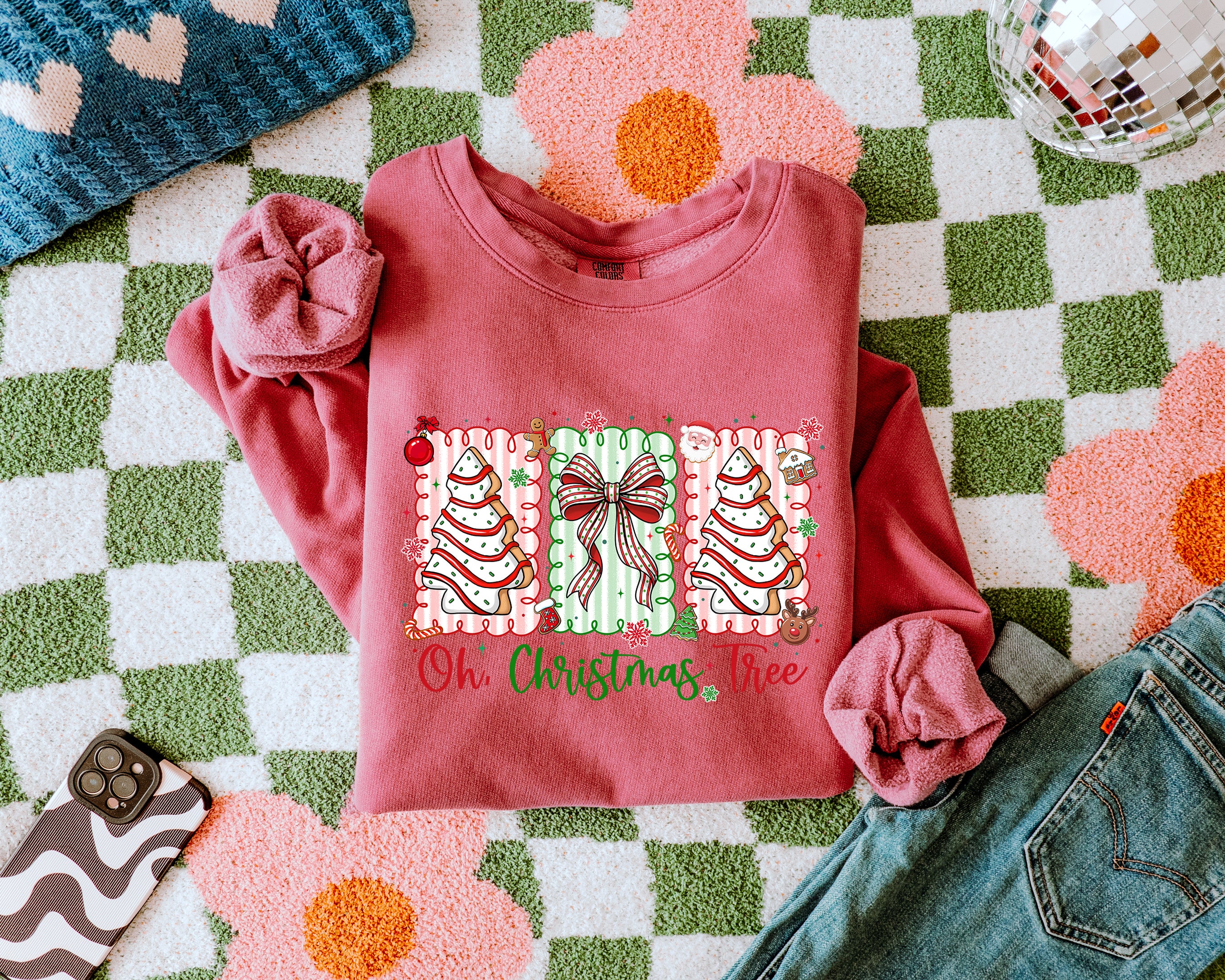 Merry Christmas Tree Holiday Winter Garment Dyed Comfort Colors Sweatshirt