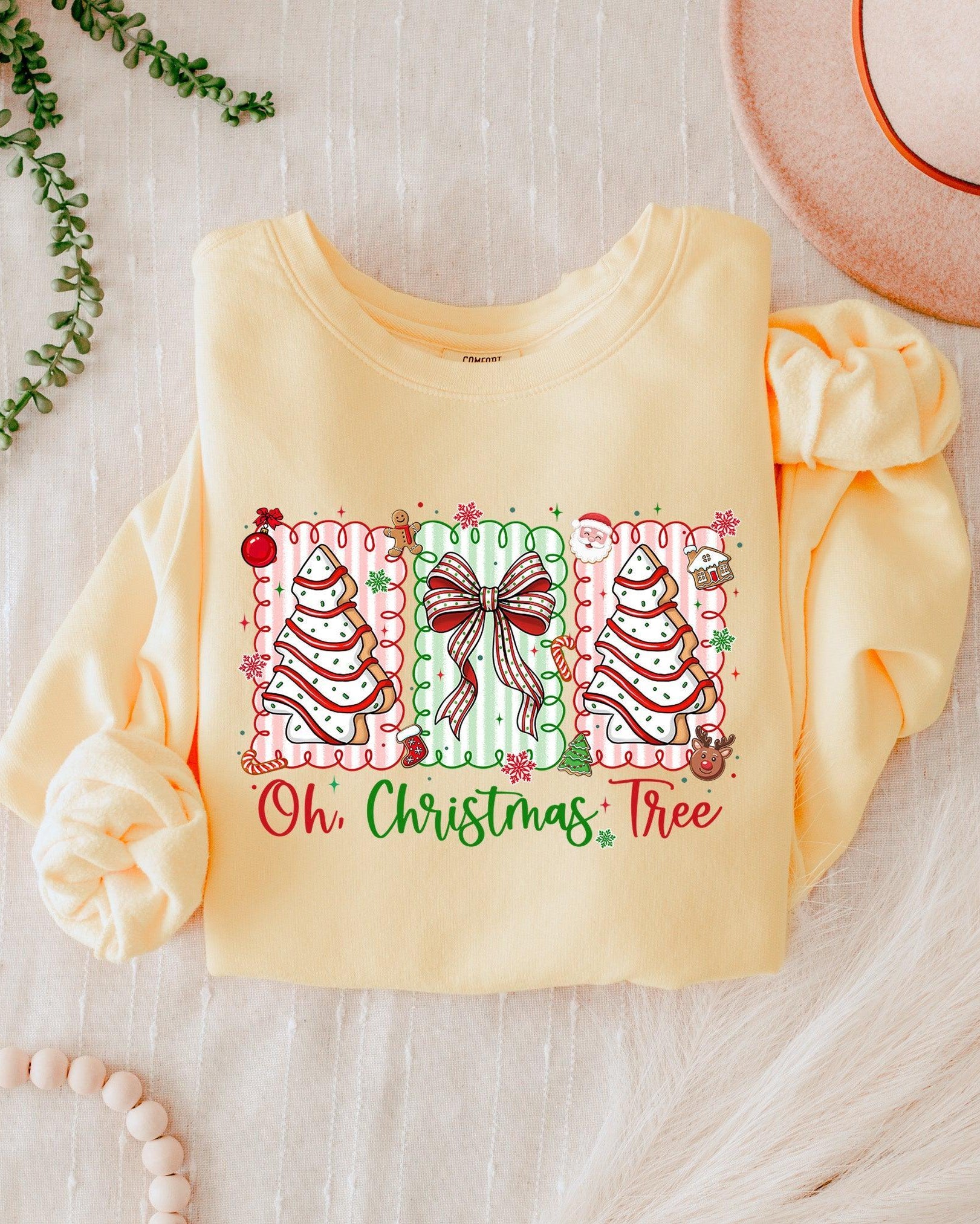 Merry Christmas Tree Holiday Winter Garment Dyed Comfort Colors Sweatshirt