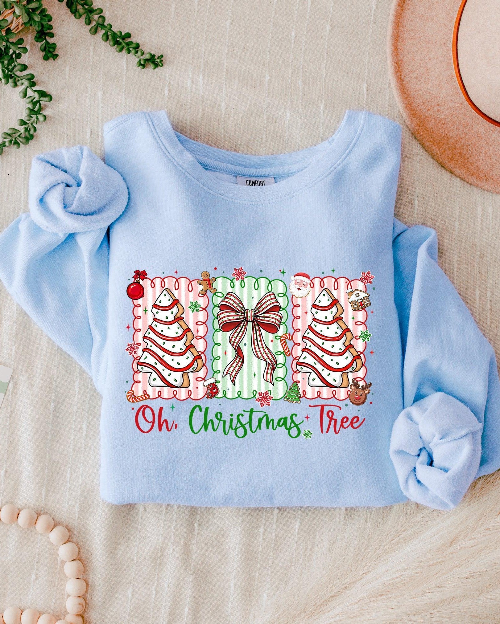 Merry Christmas Tree Holiday Winter Garment Dyed Comfort Colors Sweatshirt