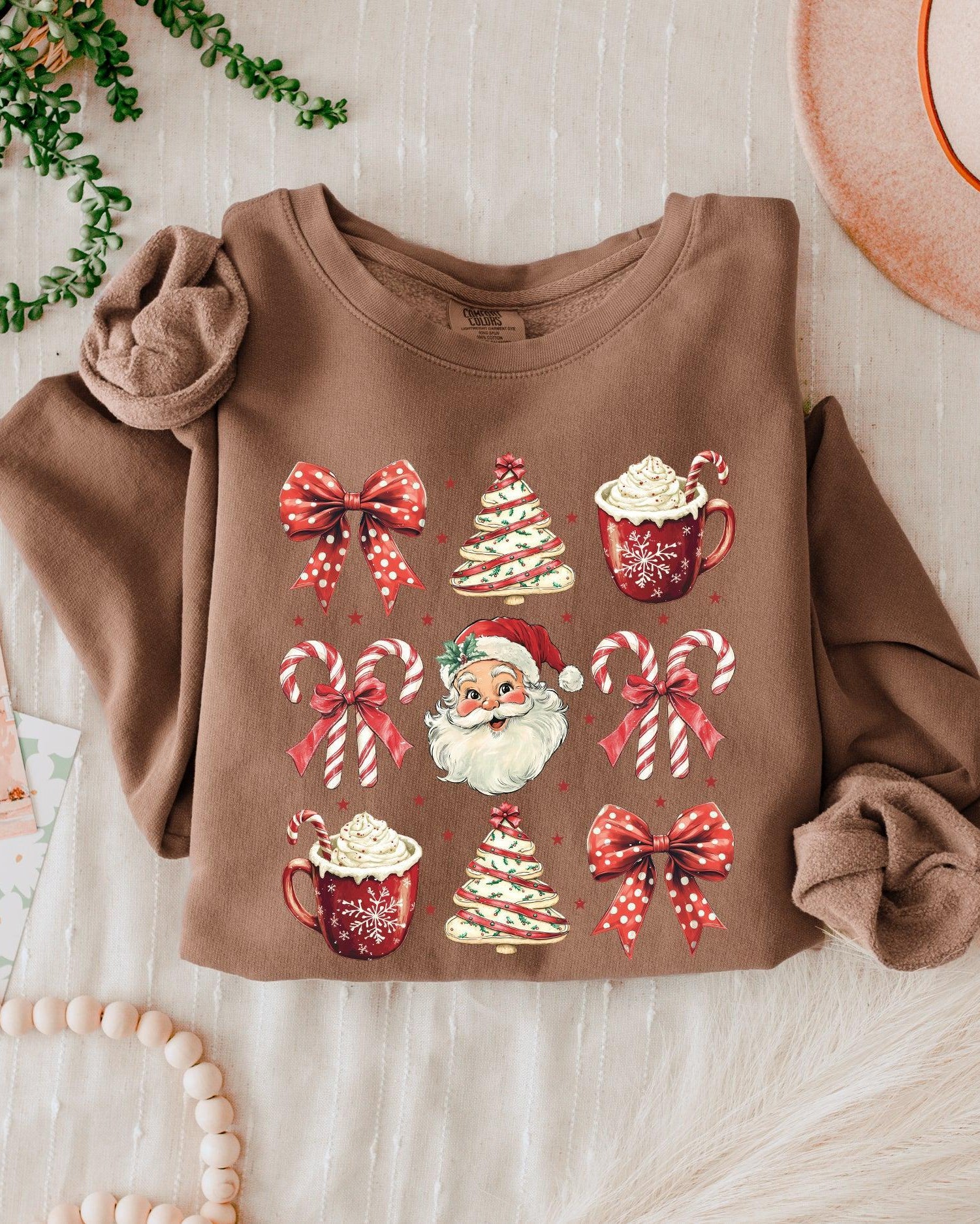 Merry Christmas Tree Santa Hot Chocolate Garment Dyed Comfort Colors Sweatshirt