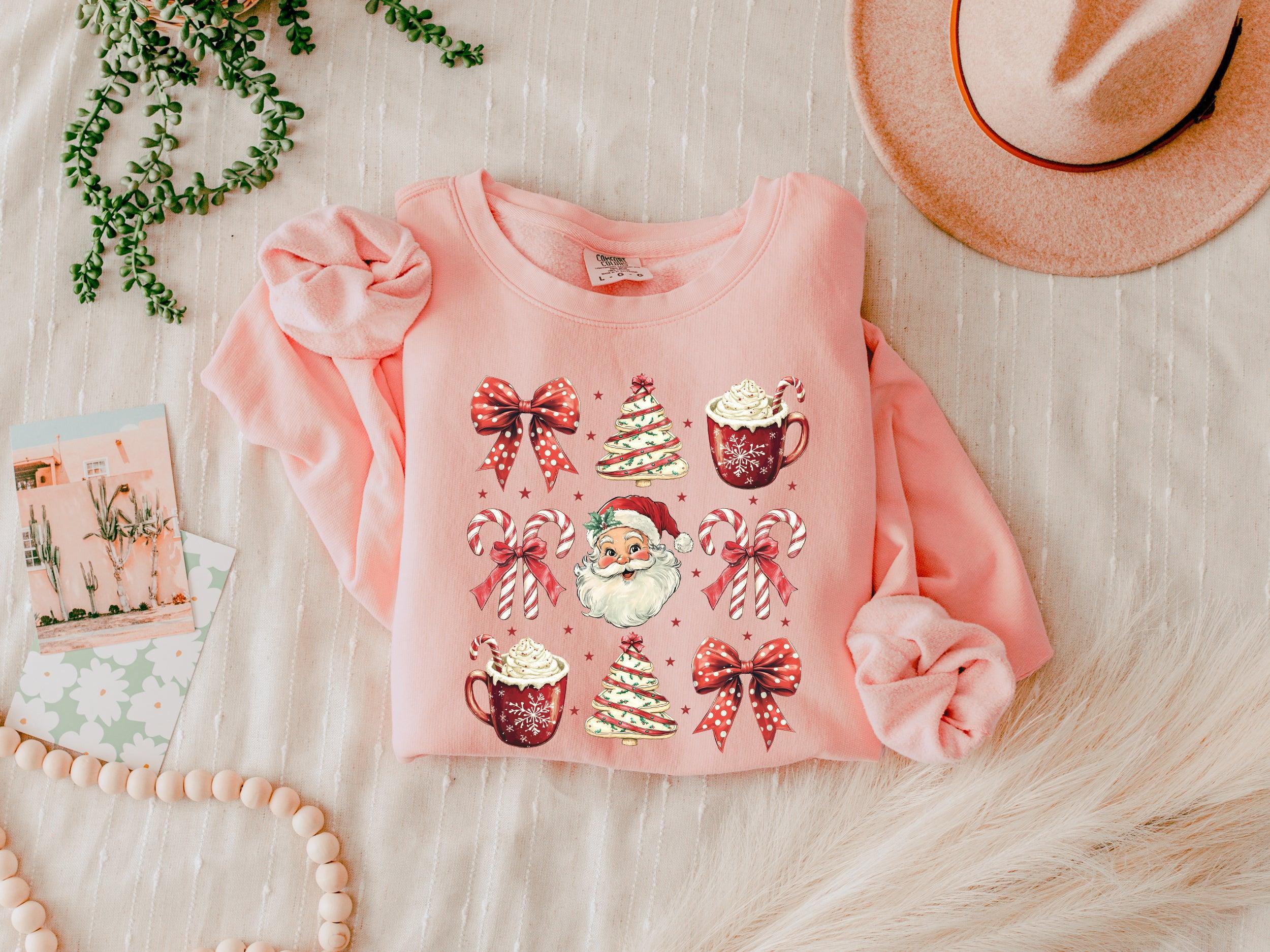 Merry Christmas Tree Santa Hot Chocolate Garment Dyed Comfort Colors Sweatshirt