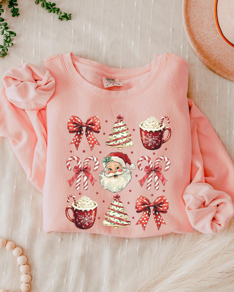 Merry Christmas Tree Santa Hot Chocolate Garment Dyed Comfort Colors Sweatshirt