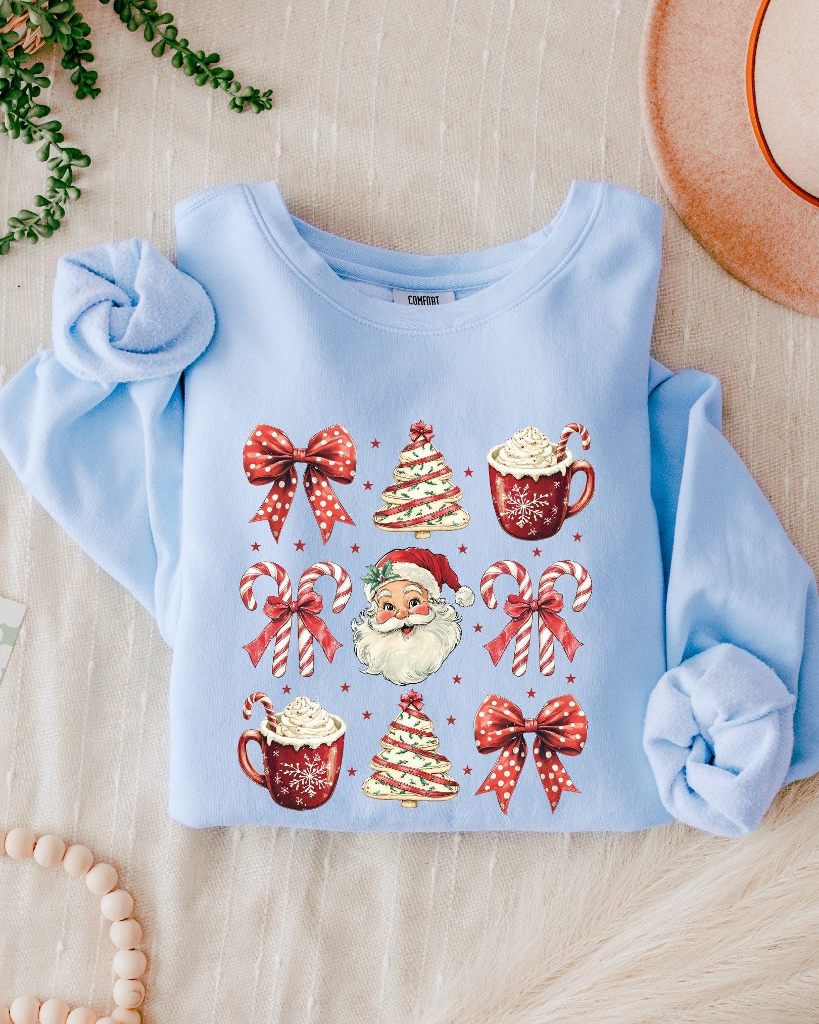 Merry Christmas Tree Santa Hot Chocolate Garment Dyed Comfort Colors Sweatshirt