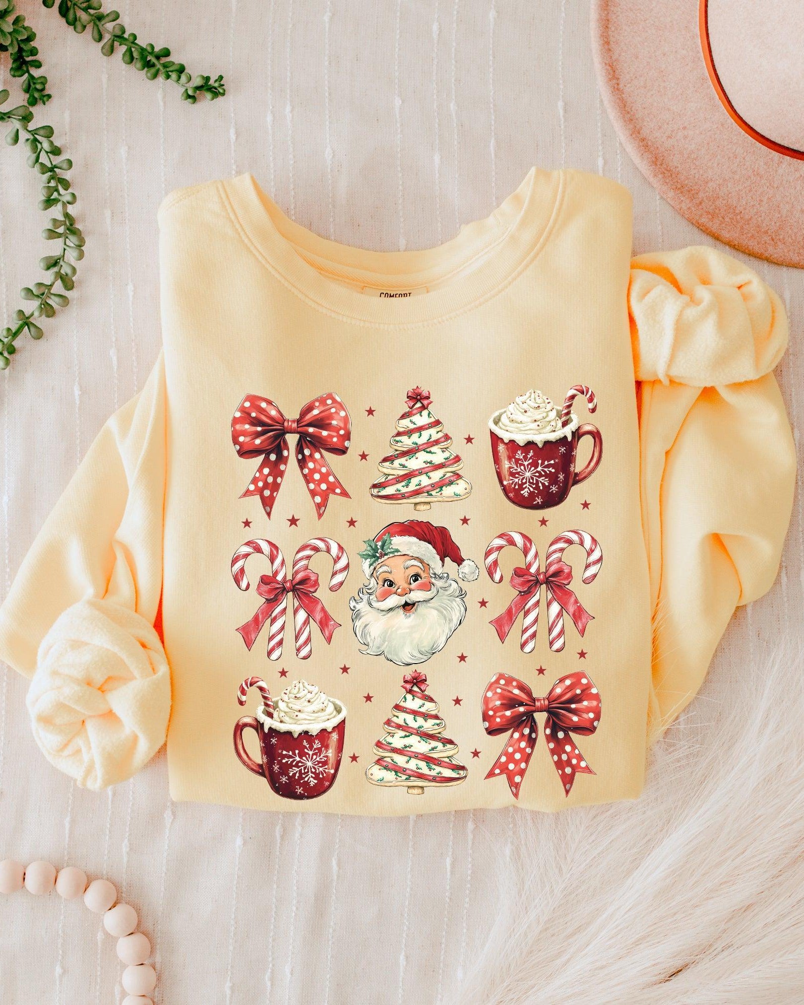 Merry Christmas Tree Santa Hot Chocolate Garment Dyed Comfort Colors Sweatshirt