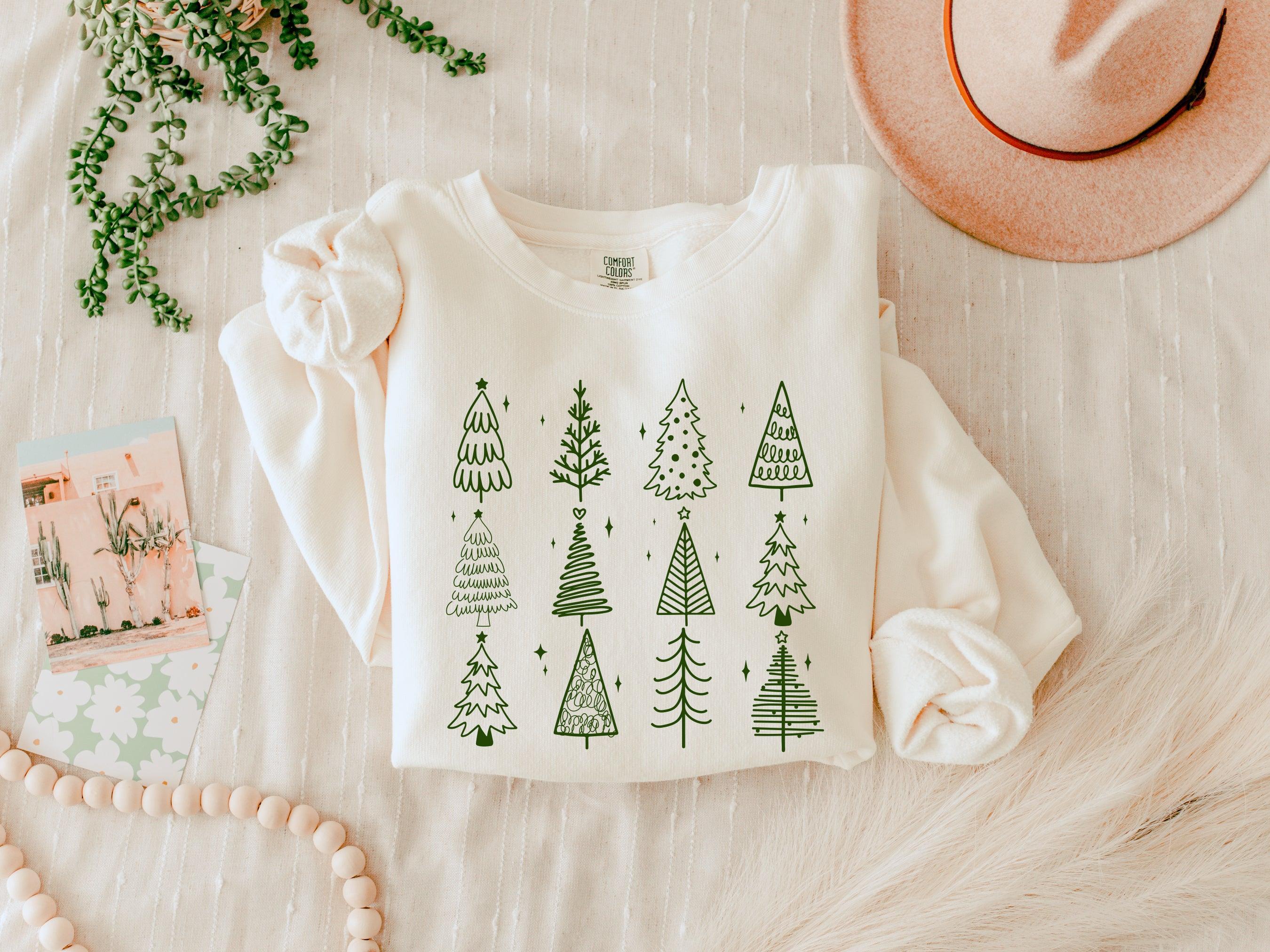 Merry Christmas Tree Winter Holiday Garment Dyed Comfort Colors Sweatshirt