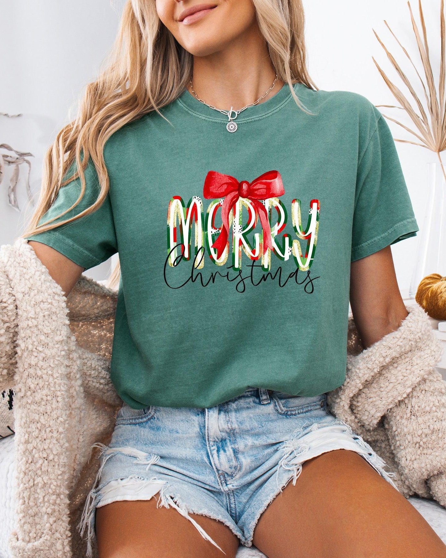 Merry Christmas Winter Fall Holiday Christmas Autumn Comfort Colors Garment Dyed T Shirt