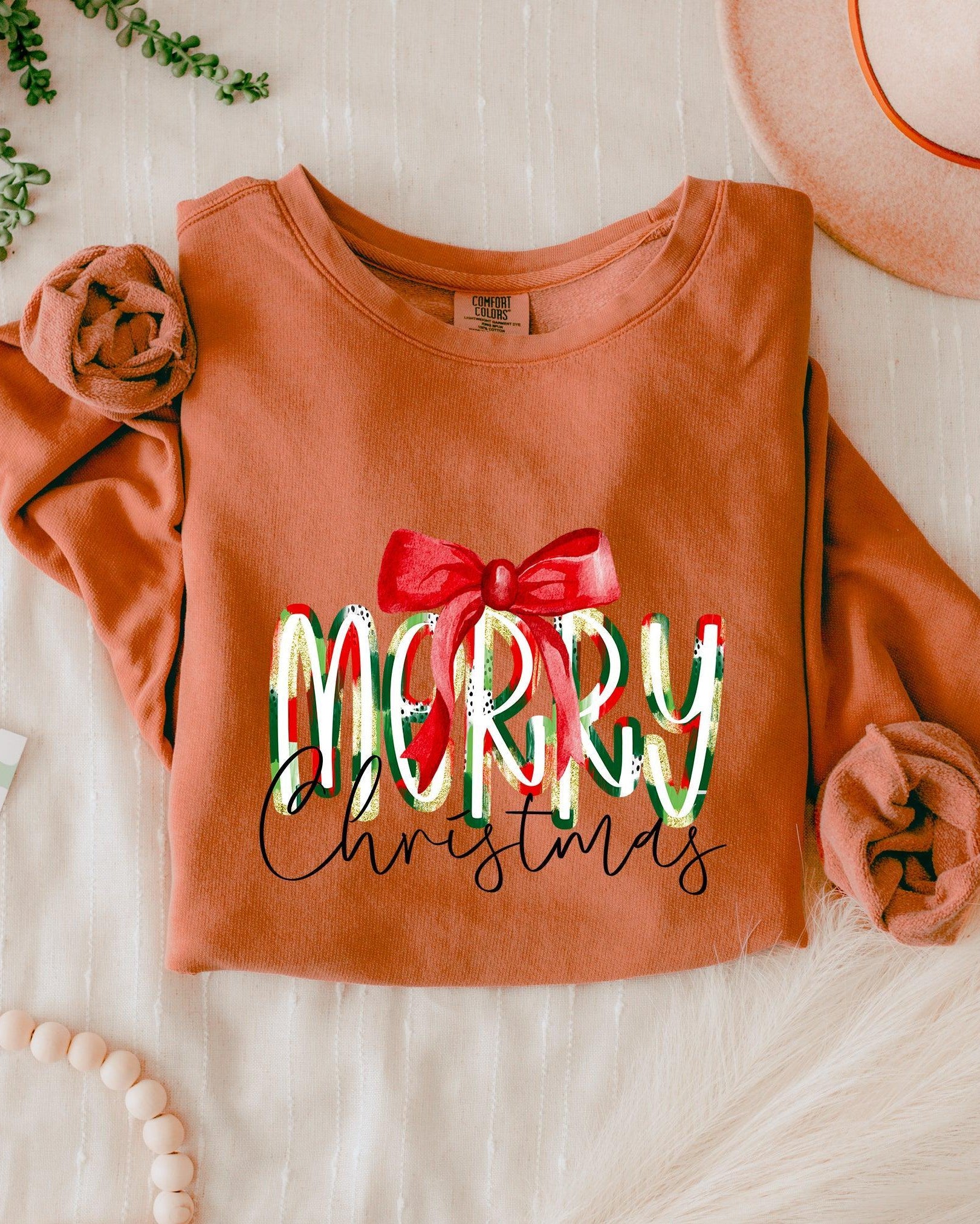 Merry Christmas Winter Holiday Inspirational Garment Dyed Comfort Colors Sweatshirt