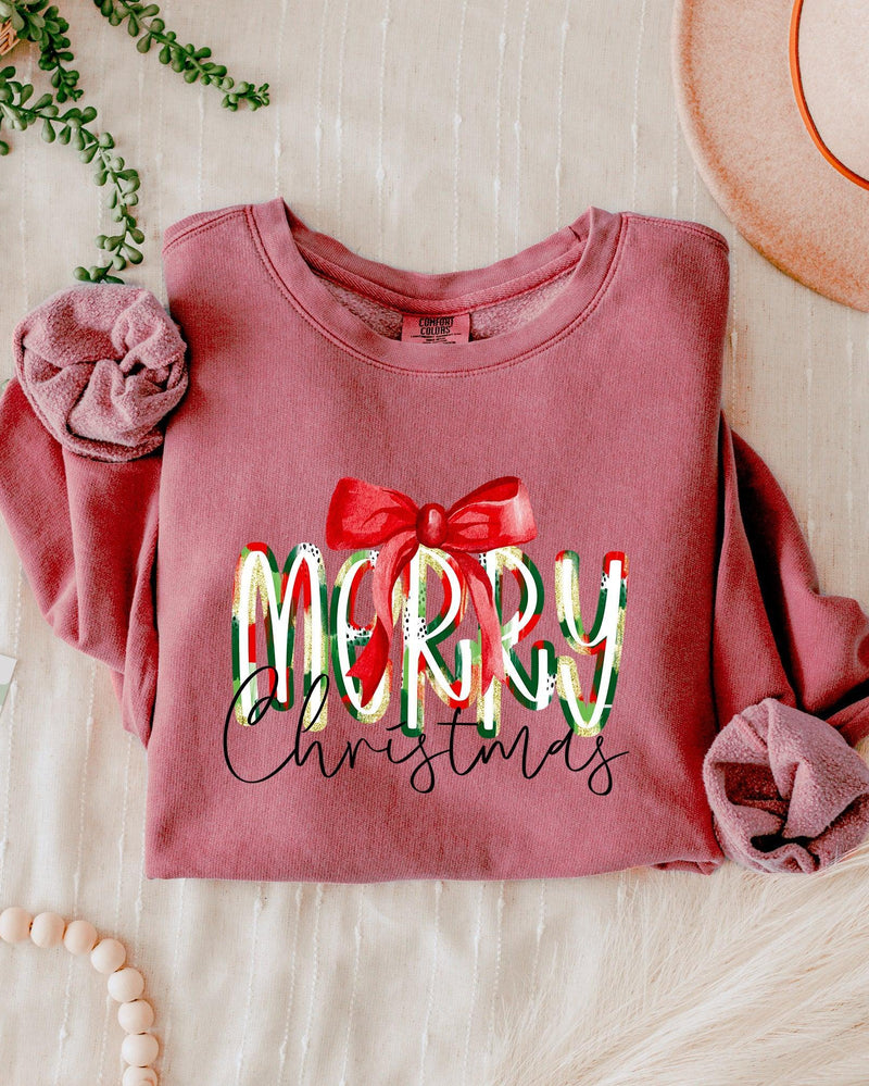 Merry Christmas Winter Holiday Inspirational Garment Dyed Comfort Colors Sweatshirt