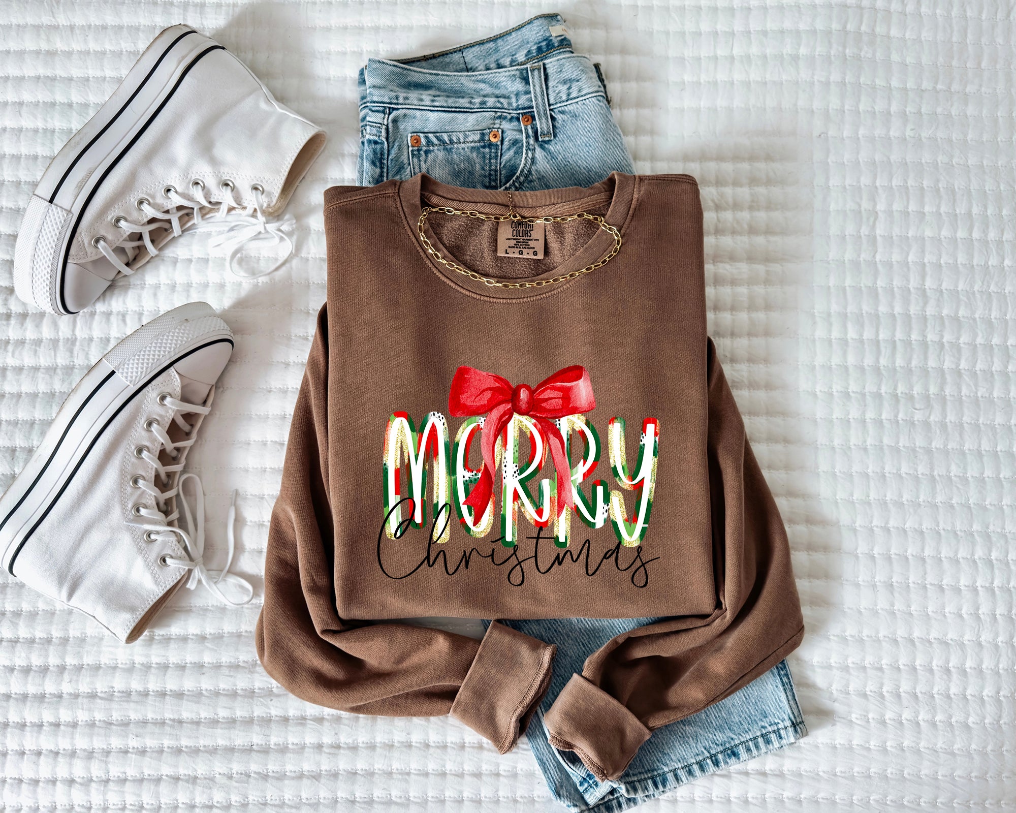 Merry Christmas Winter Holiday Inspirational Garment Dyed Comfort Colors Sweatshirt