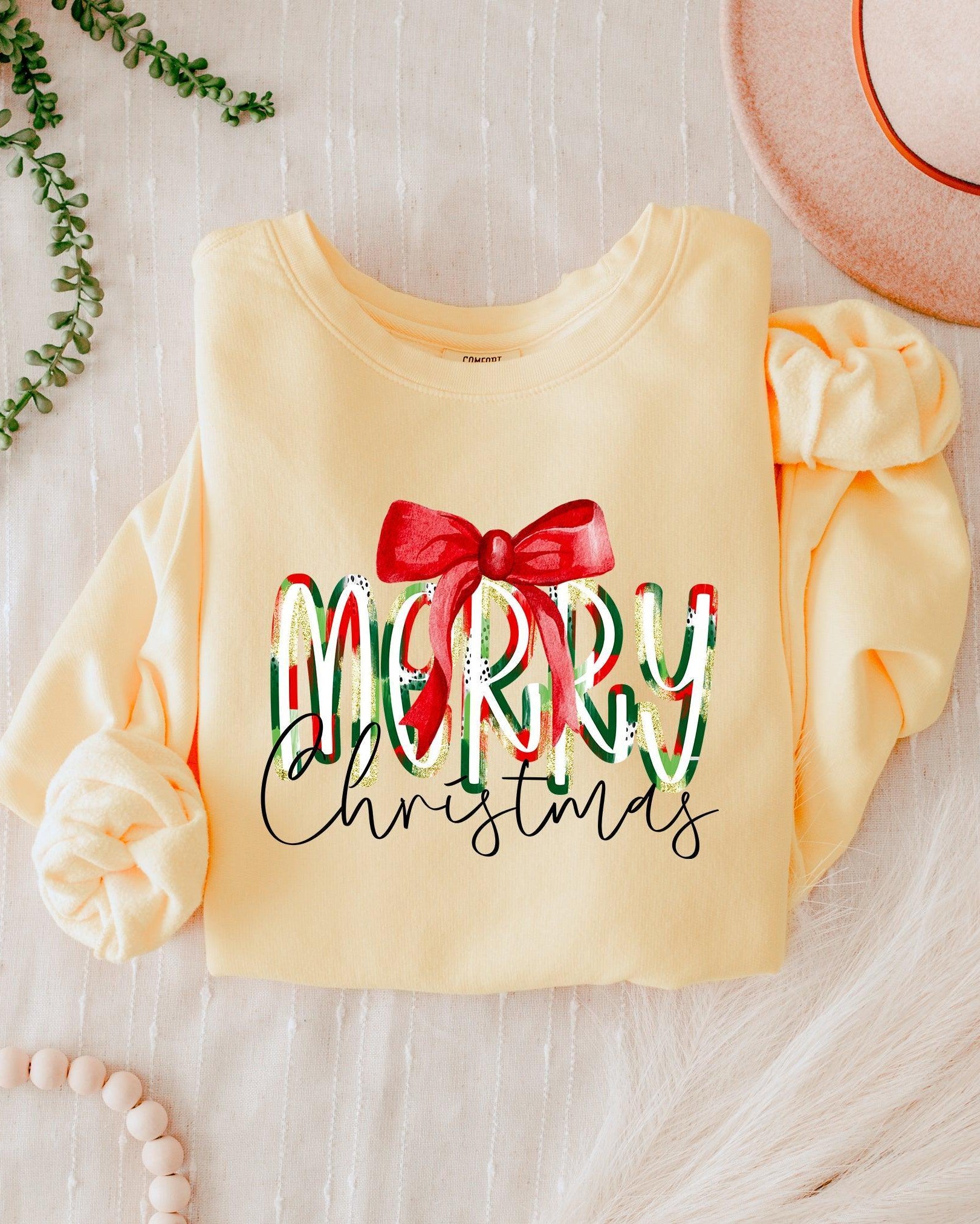 Merry Christmas Winter Holiday Inspirational Garment Dyed Comfort Colors Sweatshirt