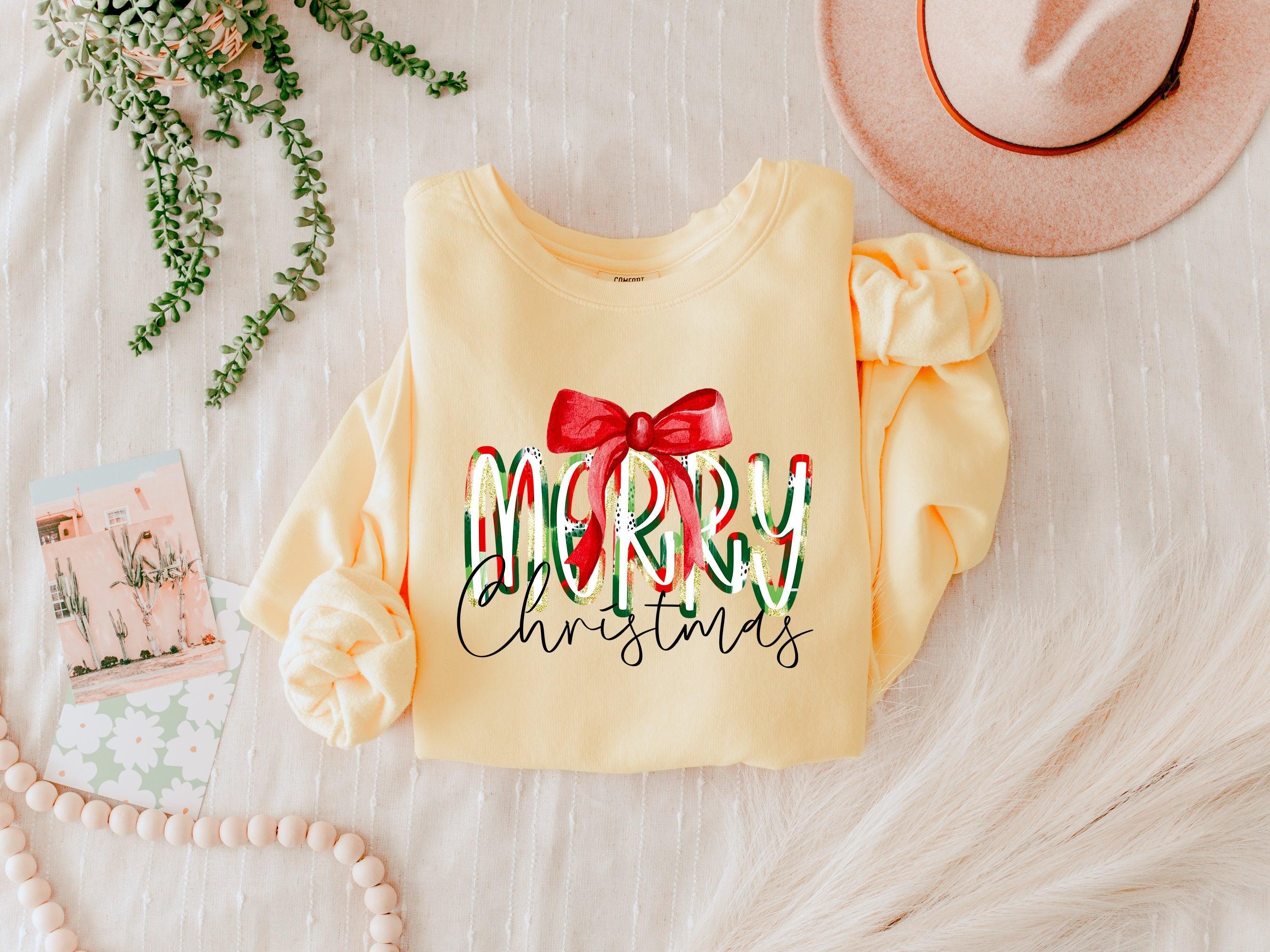 Merry Christmas Winter Holiday Inspirational Garment Dyed Comfort Colors Sweatshirt