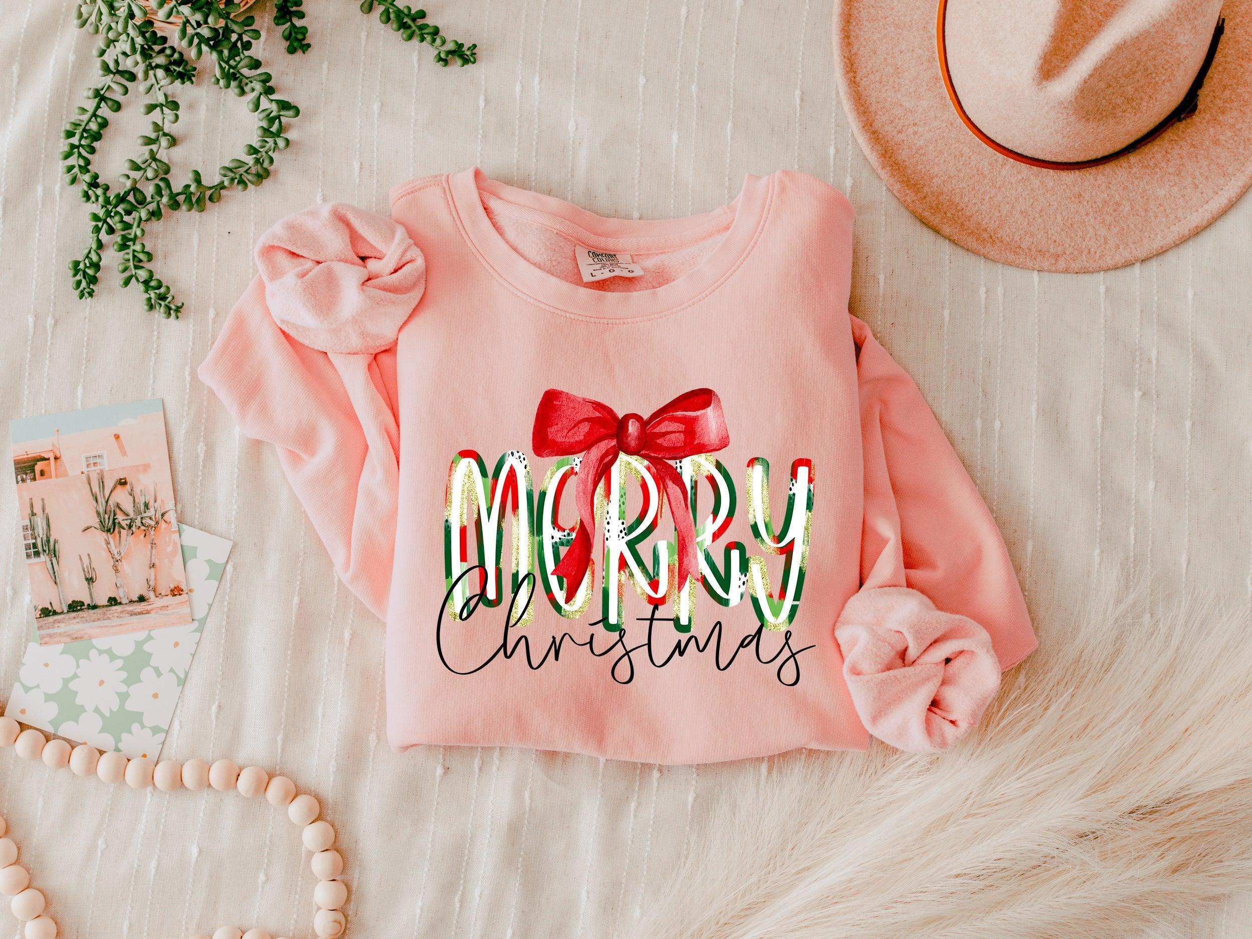Merry Christmas Winter Holiday Inspirational Garment Dyed Comfort Colors Sweatshirt