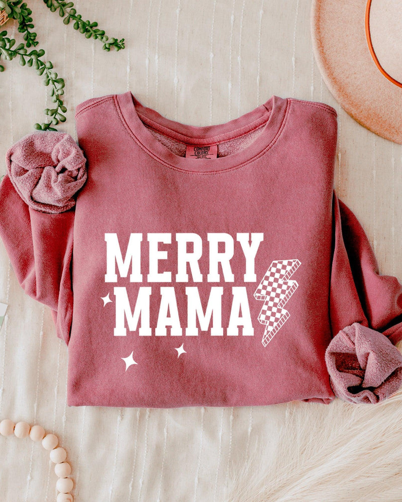 Merry Mama Christmas Winter Holiday Garment Dyed Comfort Colors Sweatshirt