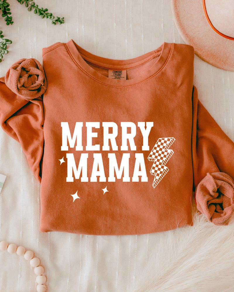 Merry Mama Christmas Winter Holiday Garment Dyed Comfort Colors Sweatshirt