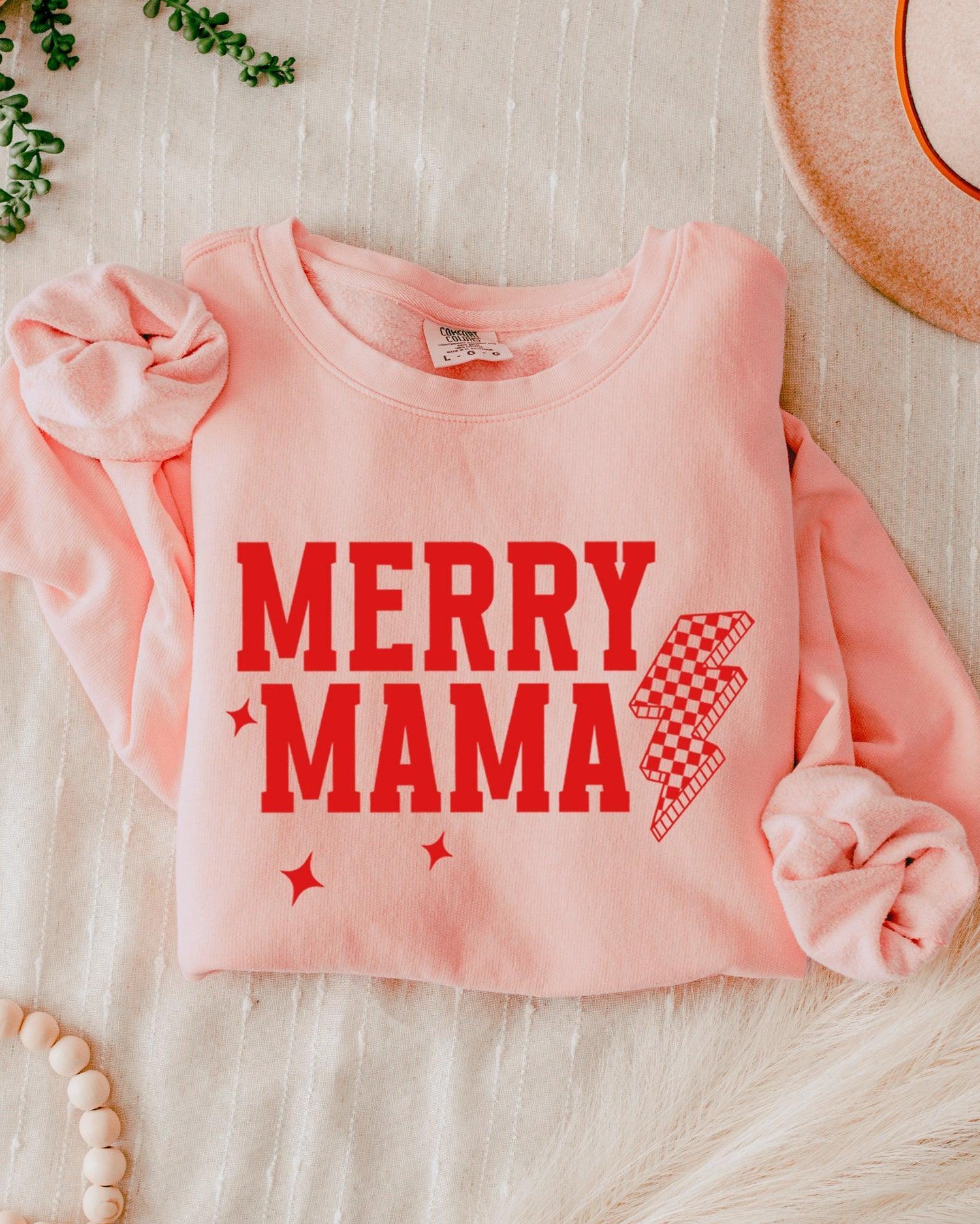 Merry Mama Christmas Winter Holiday Garment Dyed Comfort Colors Sweatshirt