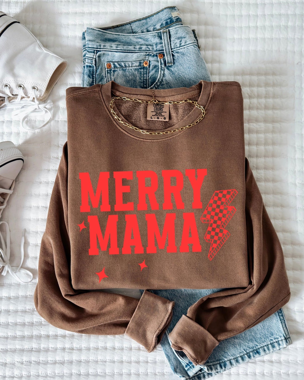 Merry Mama Christmas Winter Holiday Garment Dyed Comfort Colors Sweatshirt