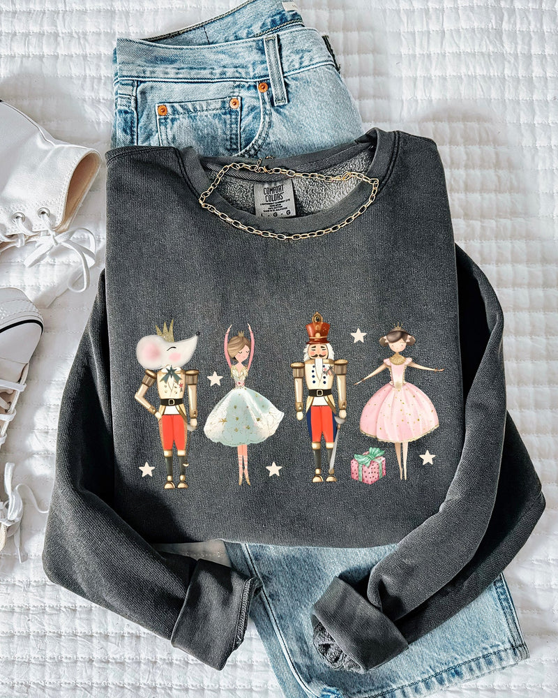 Merry Nutcracker Merry Christmas Holiday Garment Dyed Comfort Colors Sweatshirt