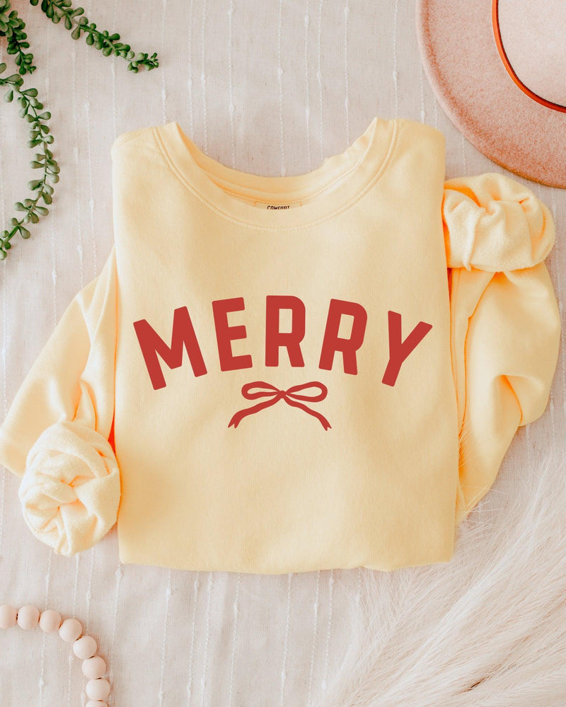 Merry Red Ribbon Christmas Holiday Winter Comfort Colors Sweatshirt