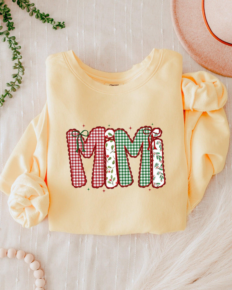 Mimi Christmas Theme Grandma Garment Dyed Comfort Colors Sweatshirt