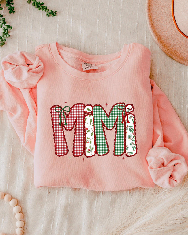 Mimi Christmas Theme Grandma Garment Dyed Comfort Colors Sweatshirt