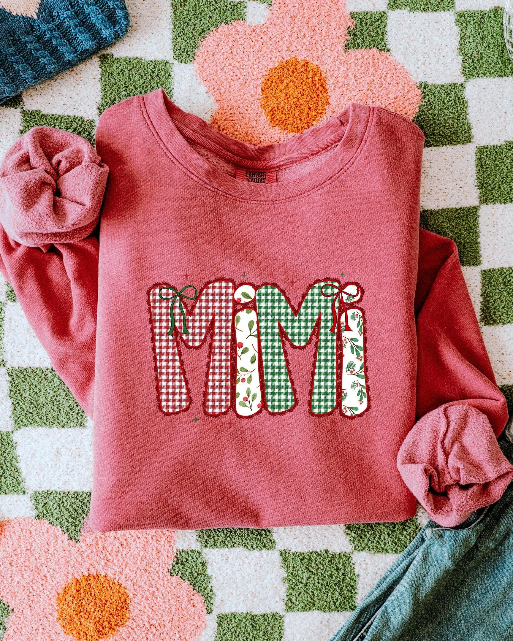 Mimi Christmas Theme Grandma Garment Dyed Comfort Colors Sweatshirt