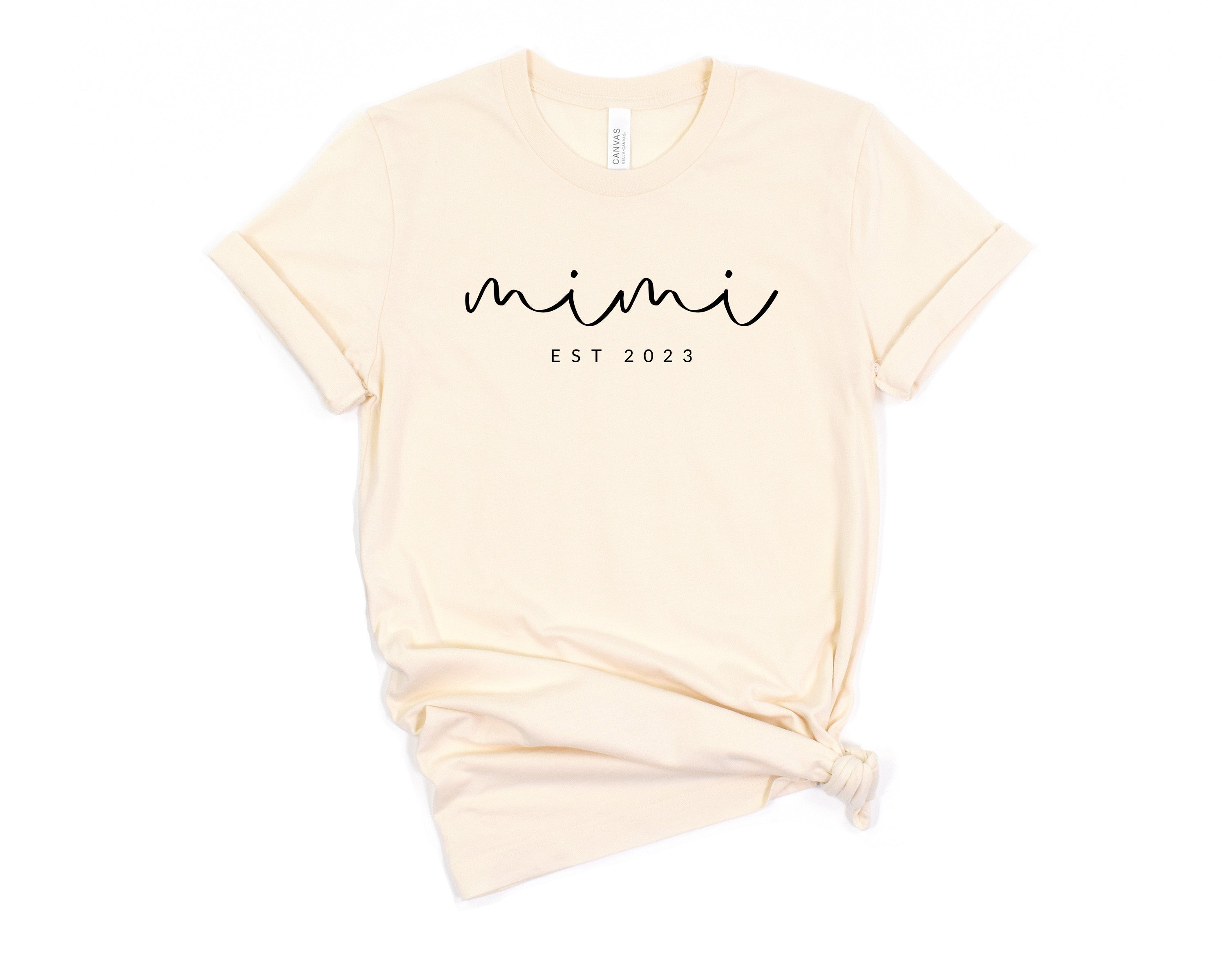 Mimi Grandma Est Year Personalization Classic Soft Short Sleeve Shirt (Cursive)