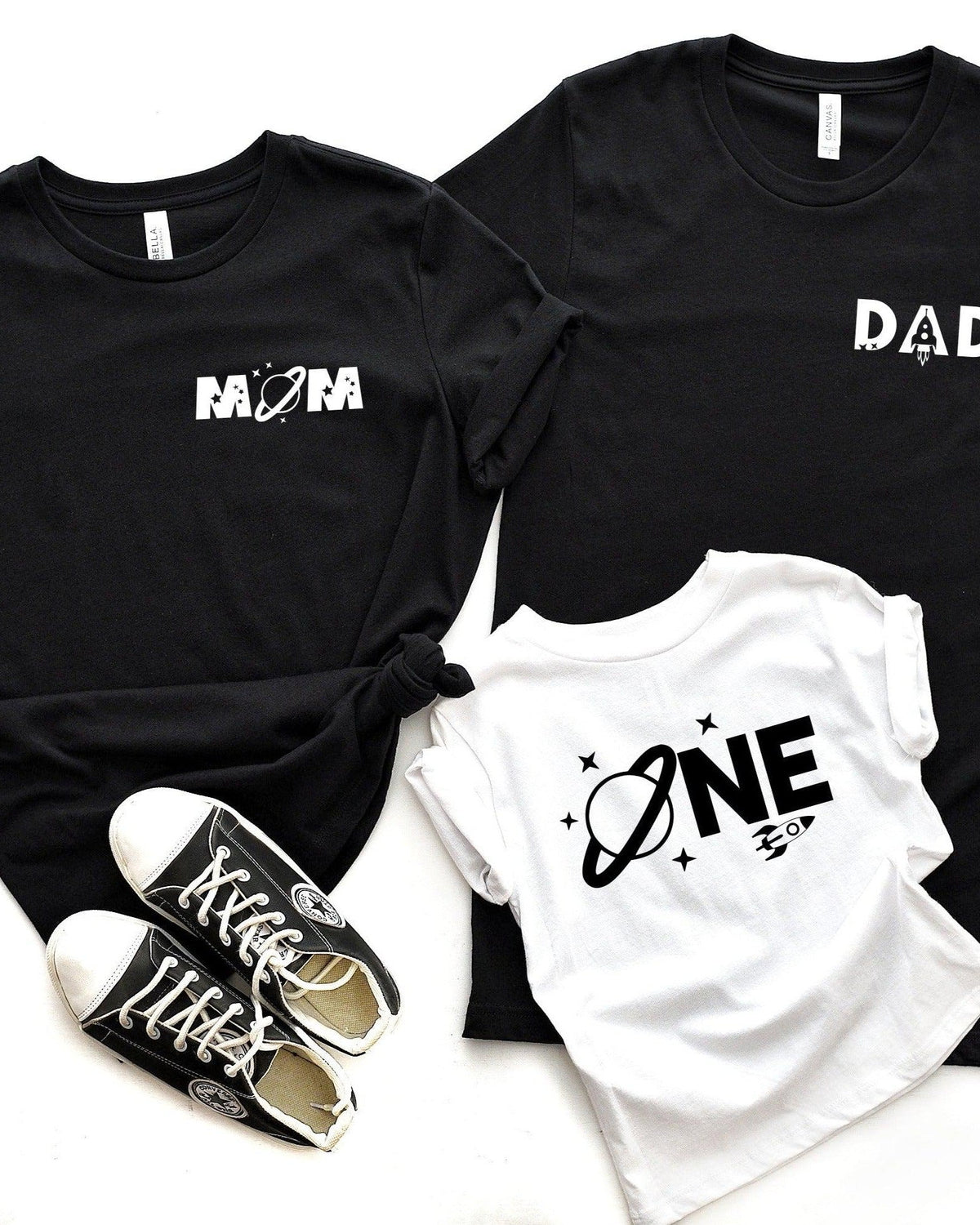 Mom Space Themed & Dad Space Themed Birthday party T-shirt (corner)