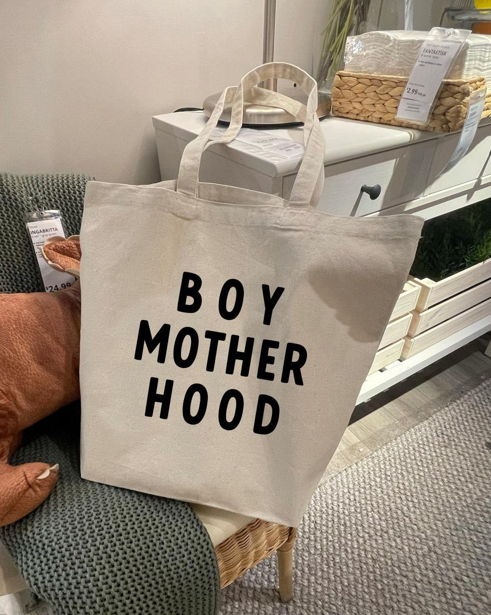 Mommy Bag | Diaper Bag | Boy Mom Canvas Tote Bag