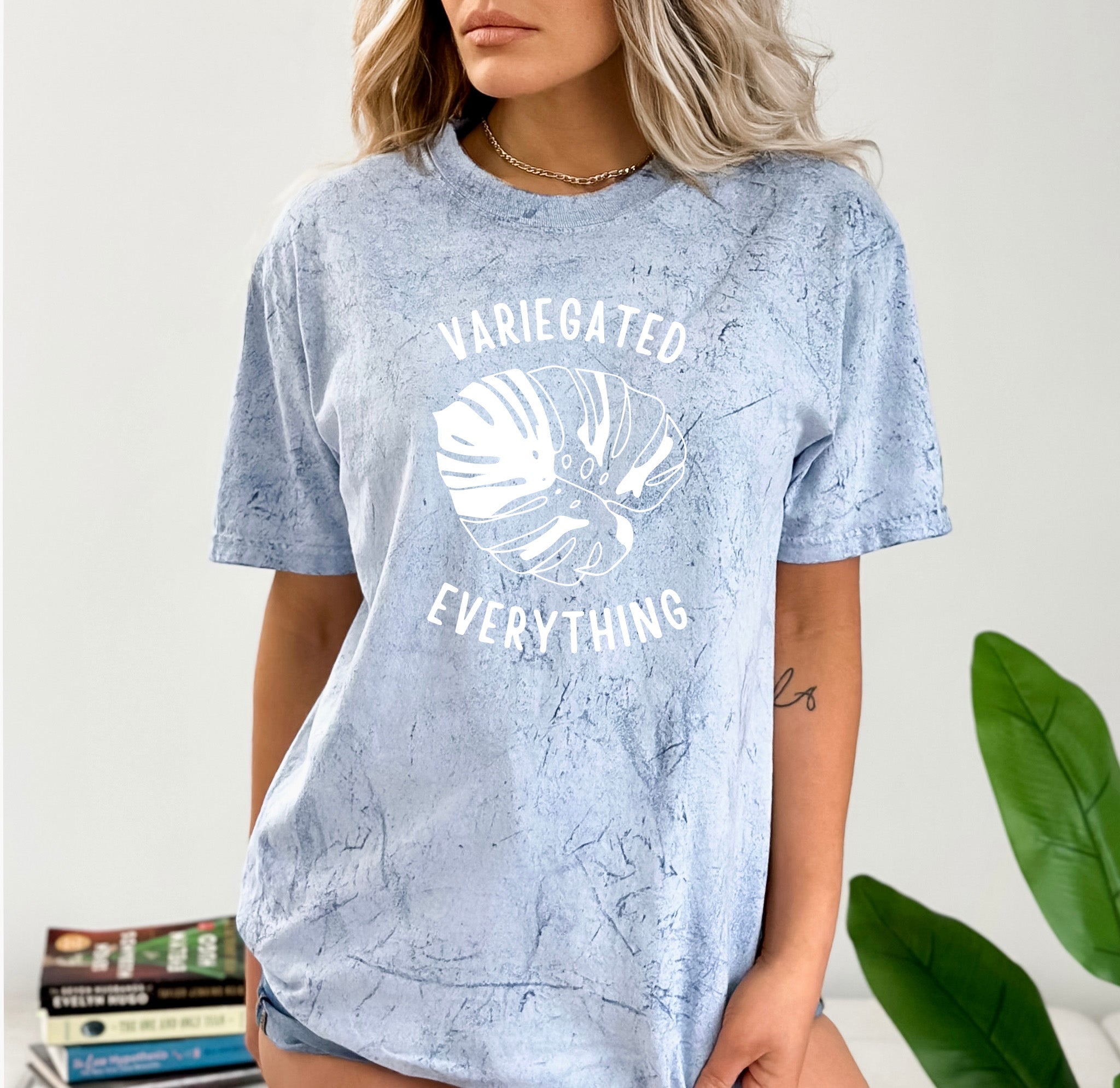 Monstera Plant Lover botanical Comfort Colors T Shirt (variegated everything)