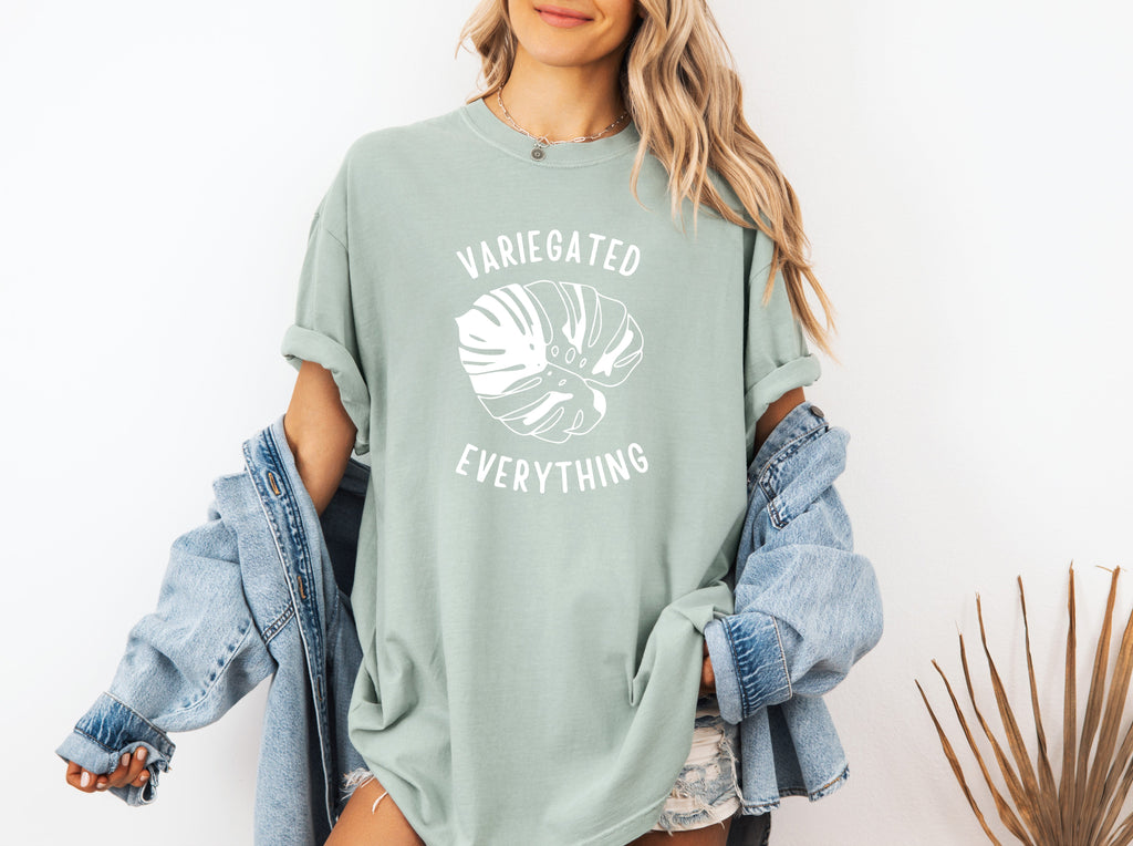 Monstera Plant Lover botanical Comfort Colors T Shirt (variegated everything)