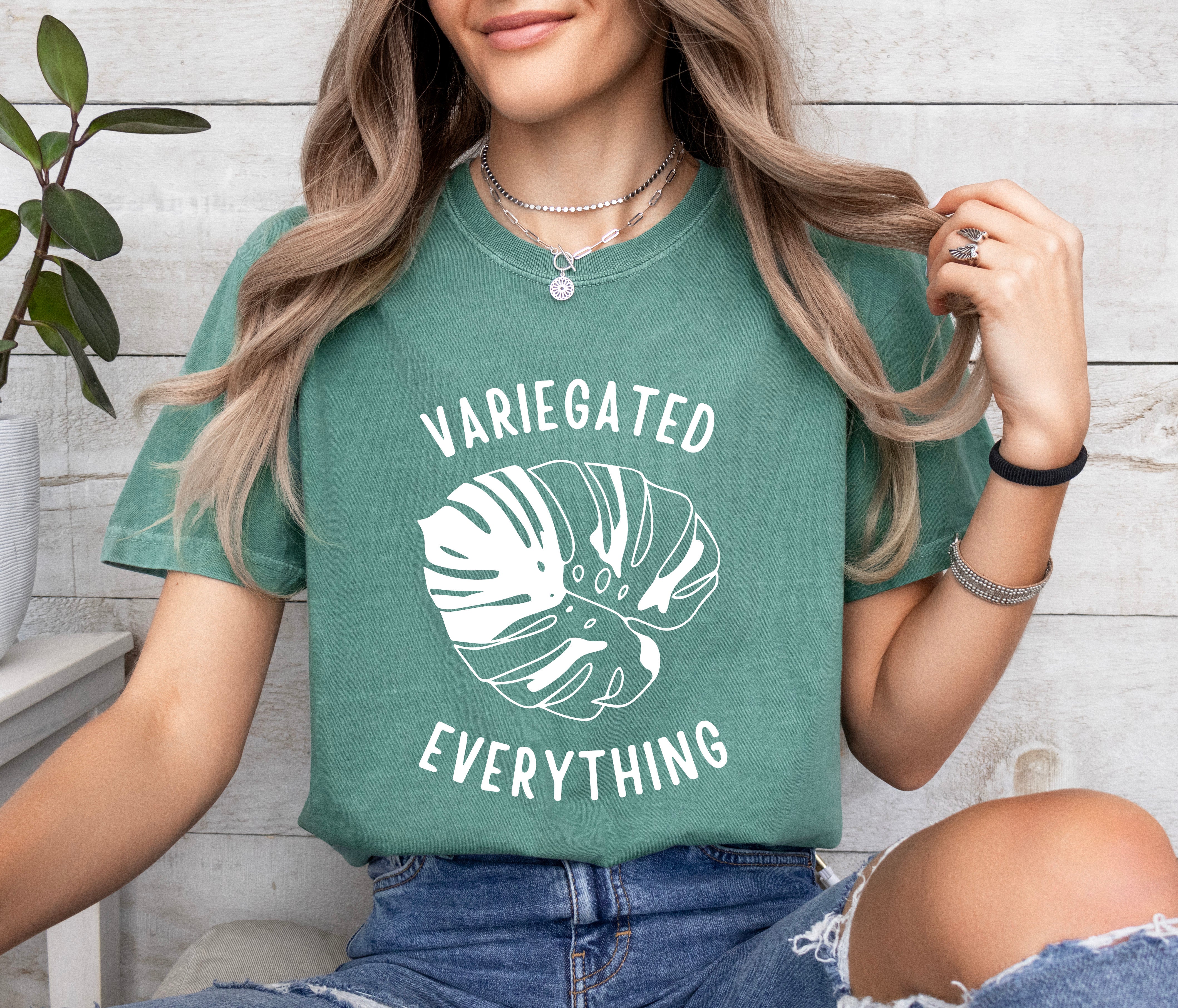 Monstera Plant Lover botanical Comfort Colors T Shirt (variegated everything)