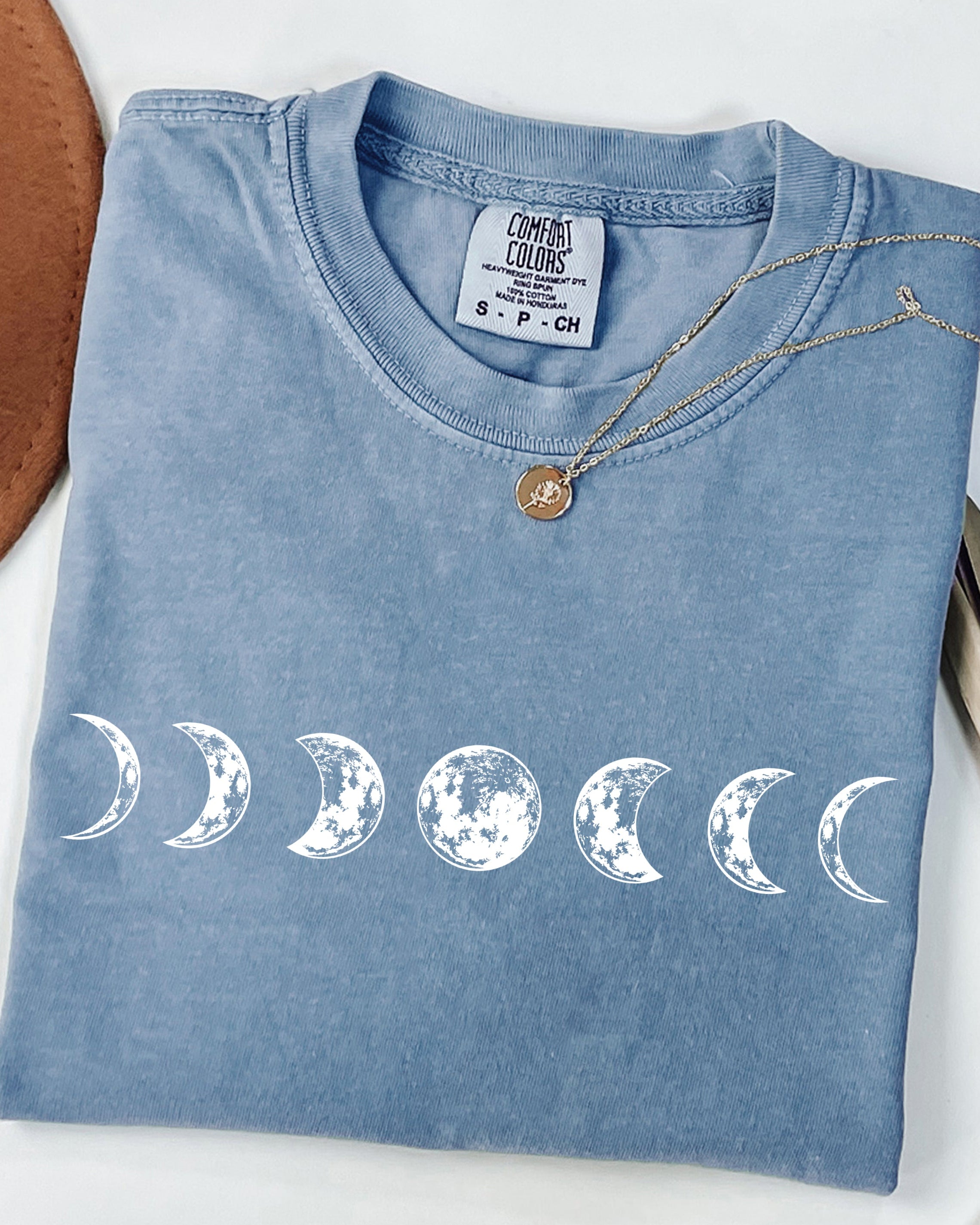Moon Phase Nature Summer Vacation Camping Garment Dyed T Shirt