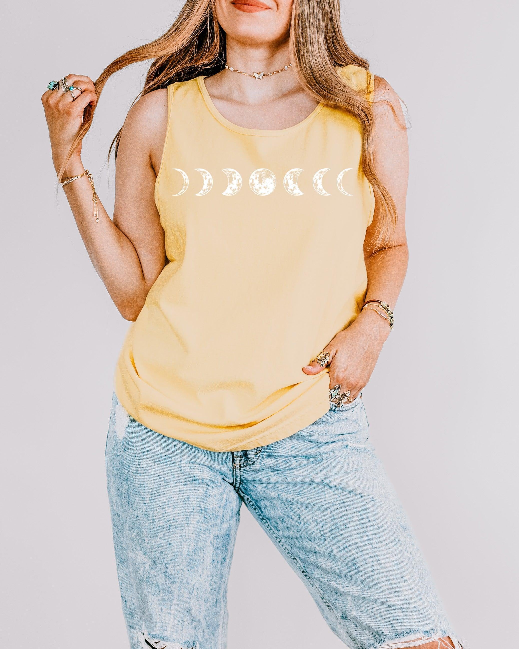 Moon Phase Summer Hiking Camping Vacation Nature Comfort Colors Tank Top
