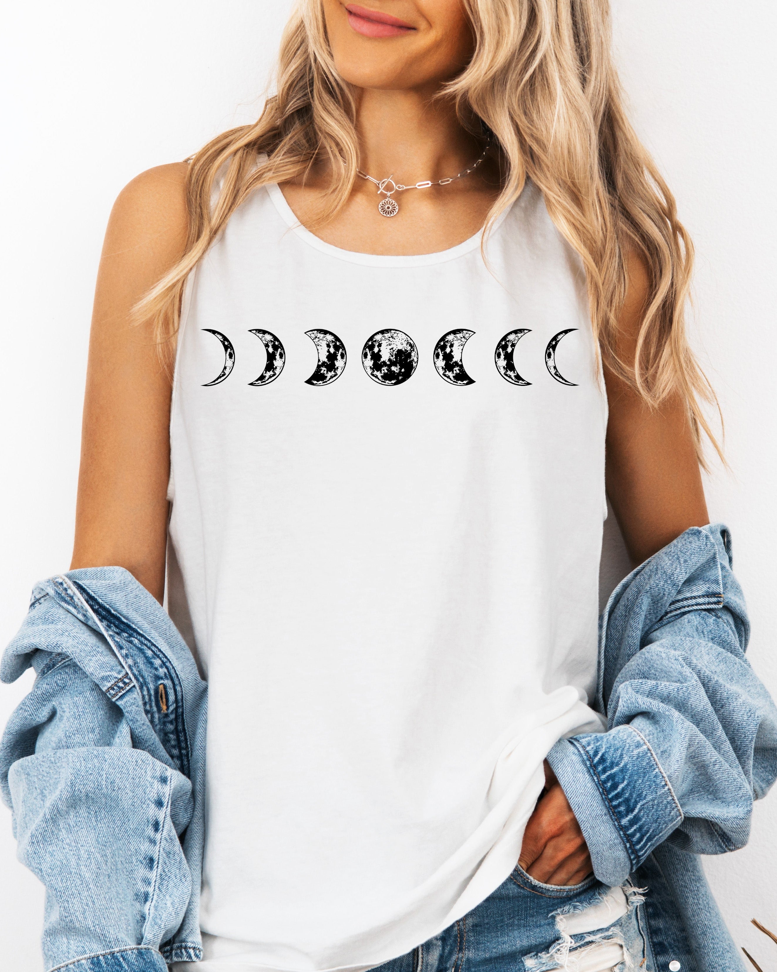 Moon Phase Summer Hiking Camping Vacation Nature Comfort Colors Tank Top