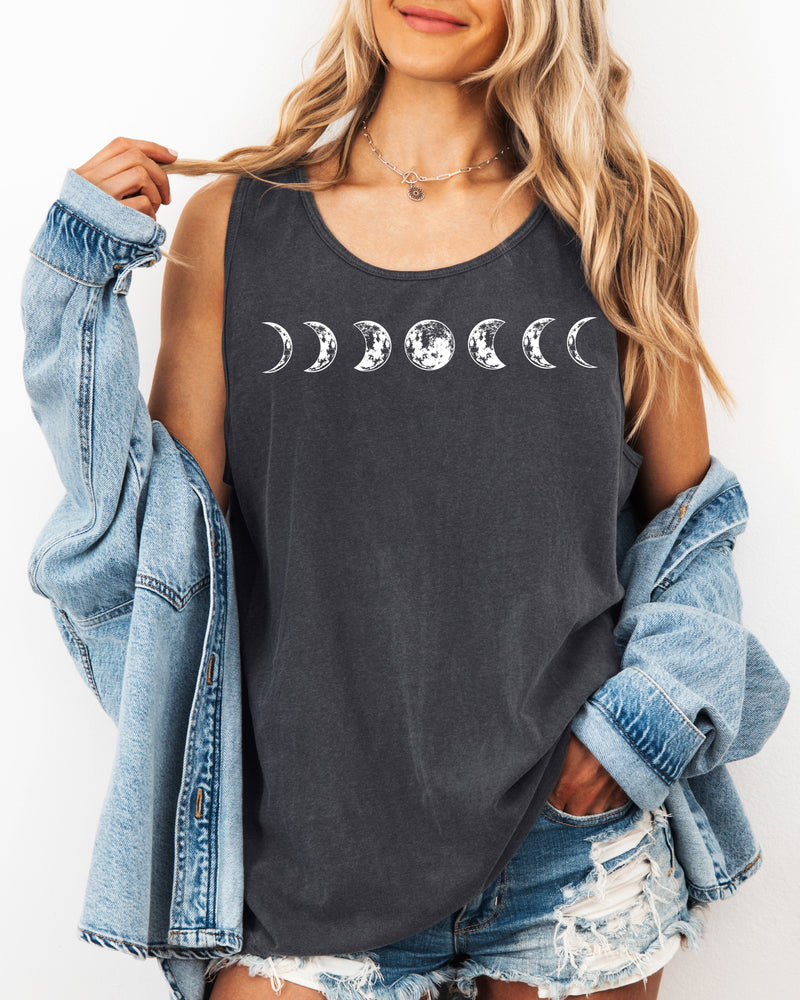 Moon Phase Summer Hiking Camping Vacation Nature Comfort Colors Tank Top