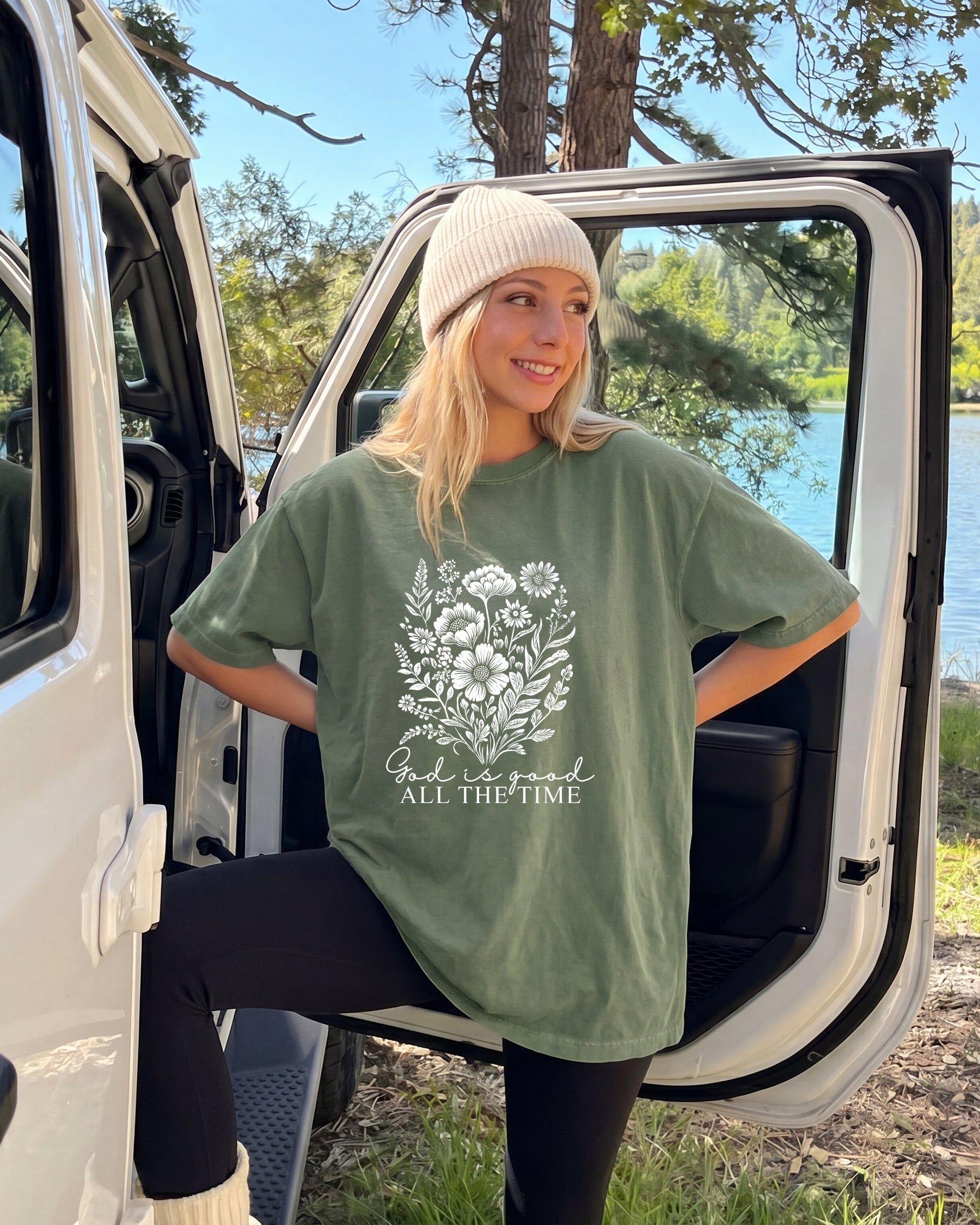 God is good all the time Flower Botanical Comfort Colors T Shirt