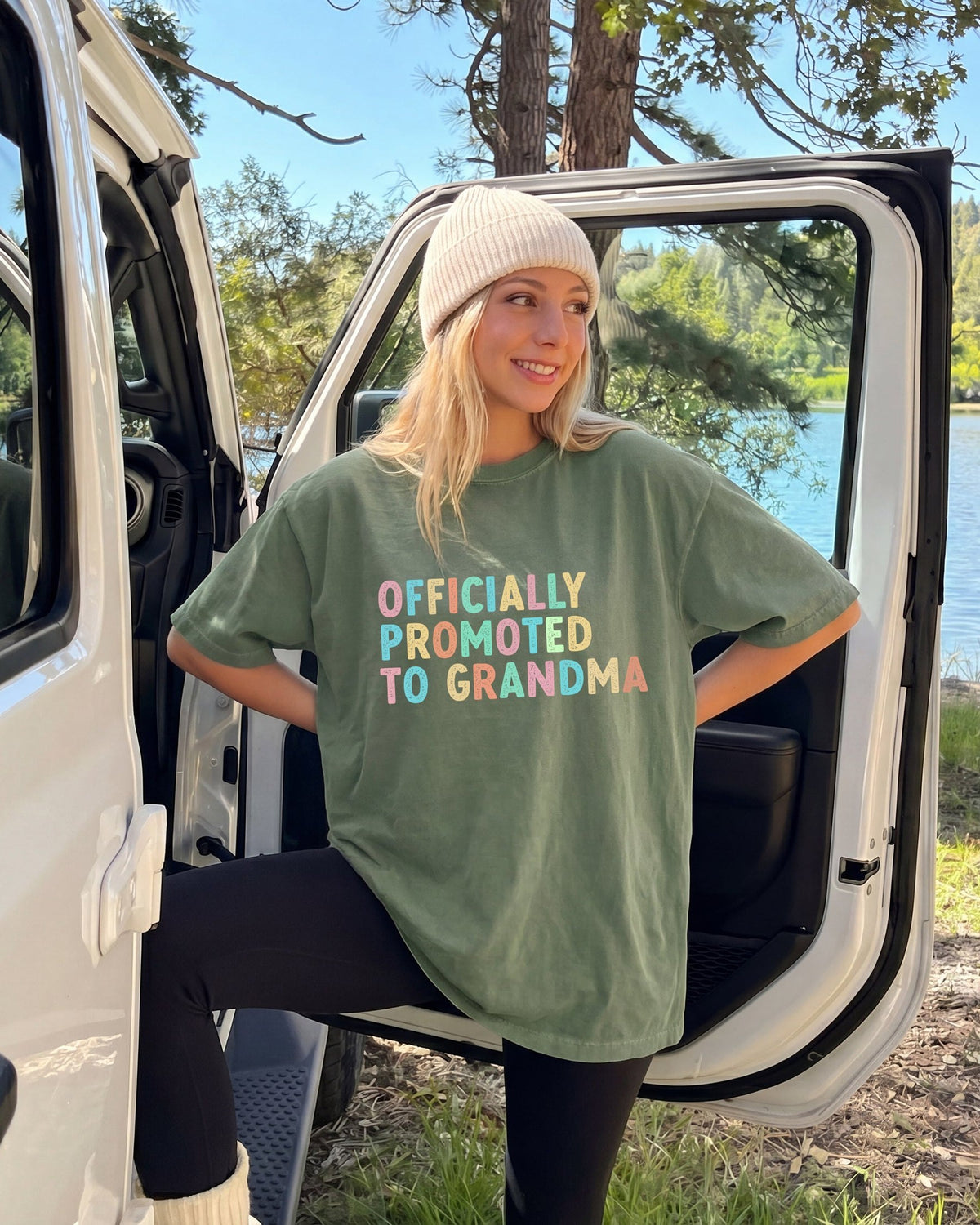 Officially Promoted To Grandma Comfort Colors T-Shirt, Pregnancy Announcement Gift