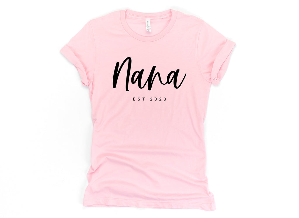 Nana Grandma Est Year Personalization Classic Soft Short Sleeve Shirt (Cursive)