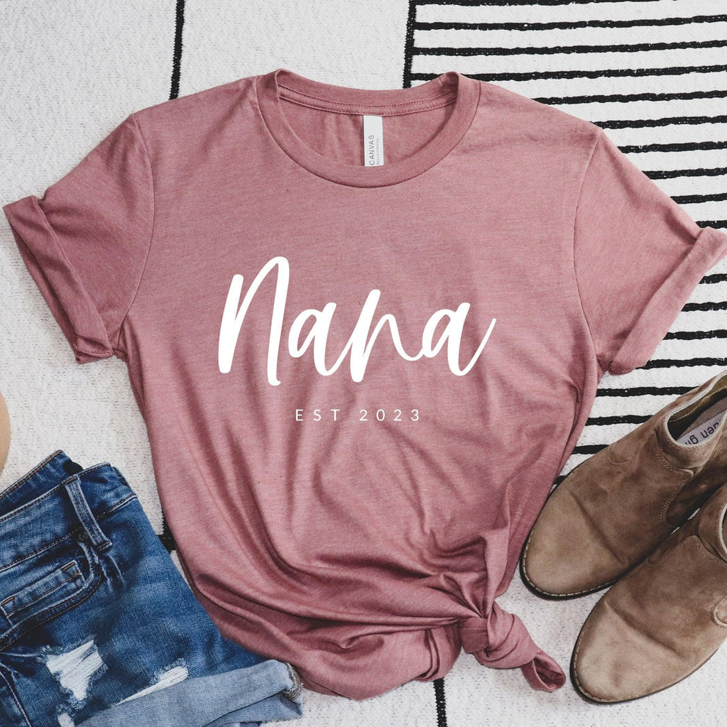 Nana Grandma Est Year Personalization Classic Soft Short Sleeve Shirt (Cursive)