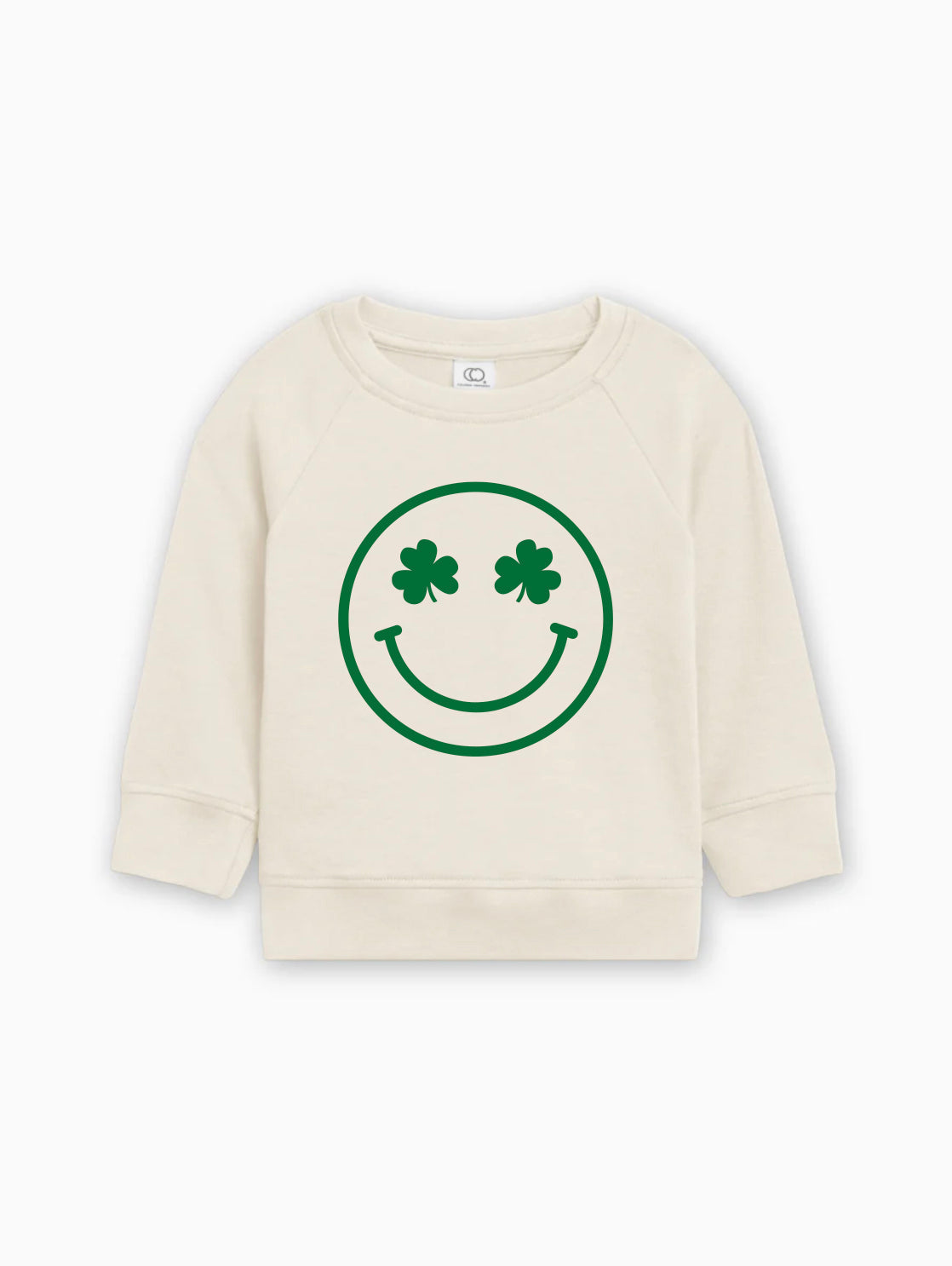 Lucky Shamrock Smiley Face Kids Organic Cotton Pullover