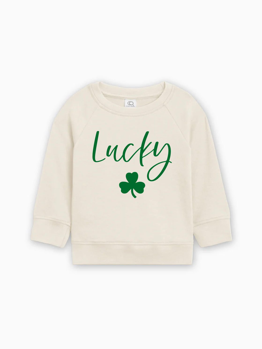 Lucky Shamrock Clover St. Patricks Kids Organic Cotton Pullover (Cursive)