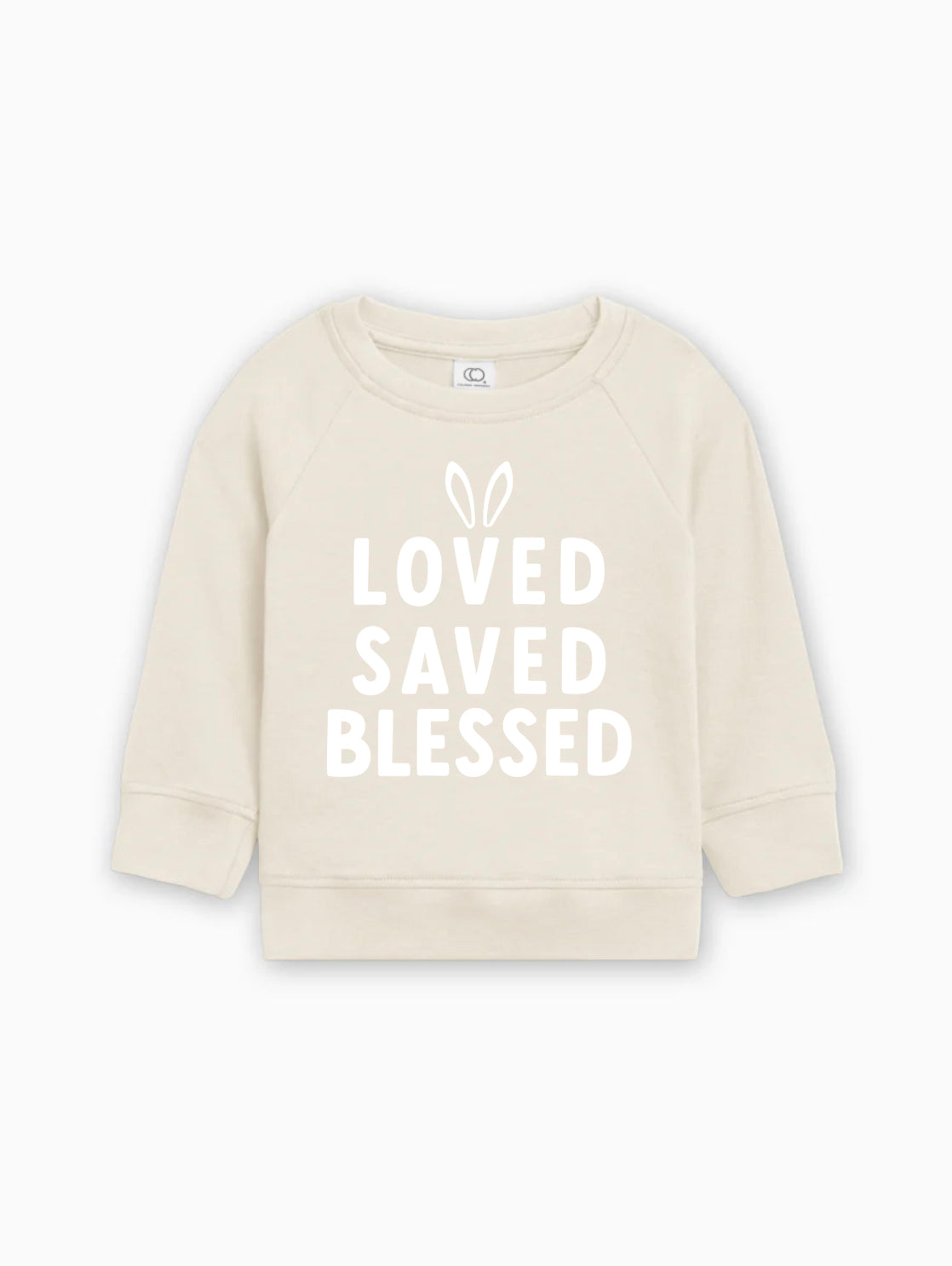 Bunny Loved Saved Blessed Easter Baby Toddler Organic Cotton Pullover