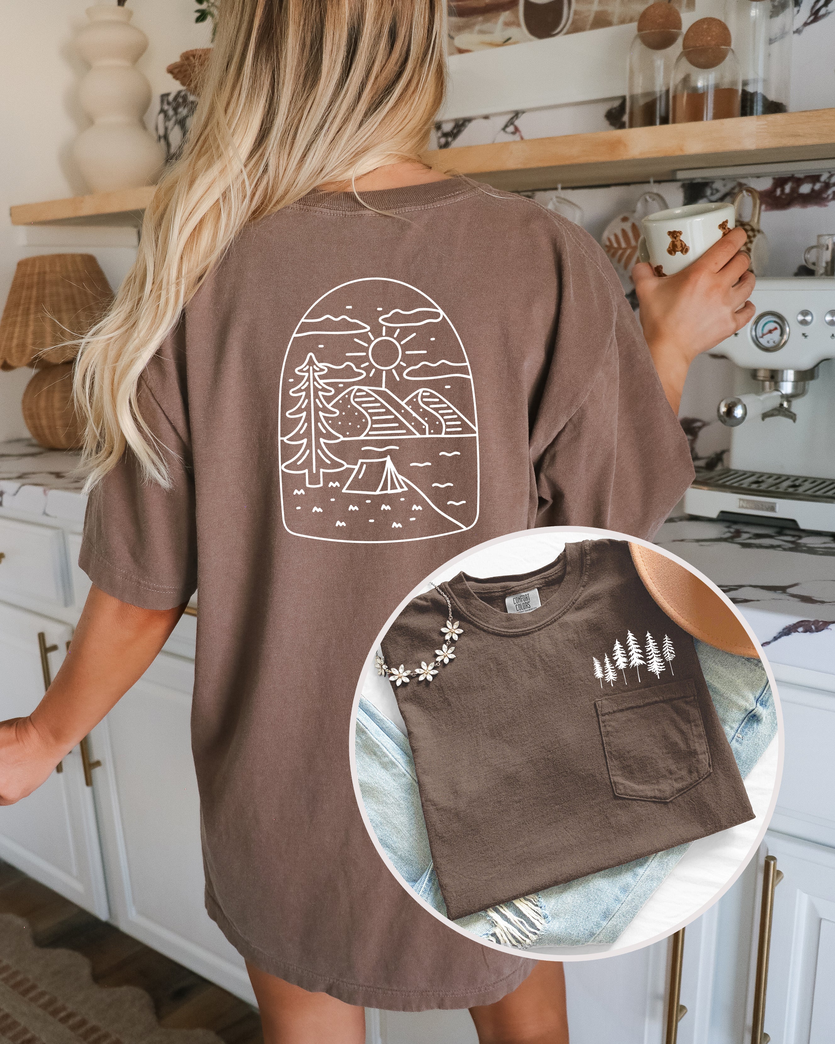 Camping Nature 100% cotton Comfort Colors Pocket T-Shirt – Outdoor Graphic Tee