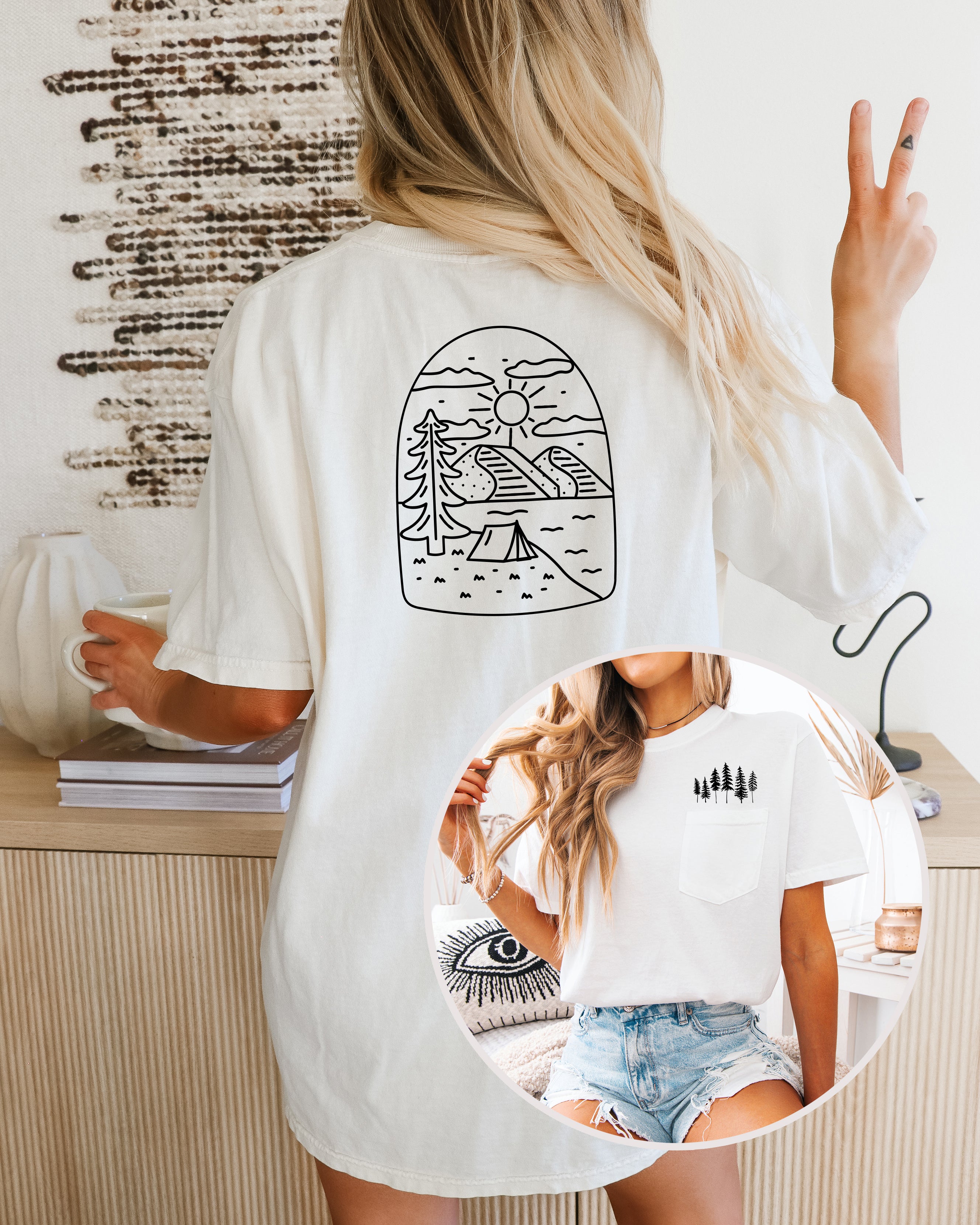 Camping Nature 100% cotton Comfort Colors Pocket T-Shirt – Outdoor Graphic Tee