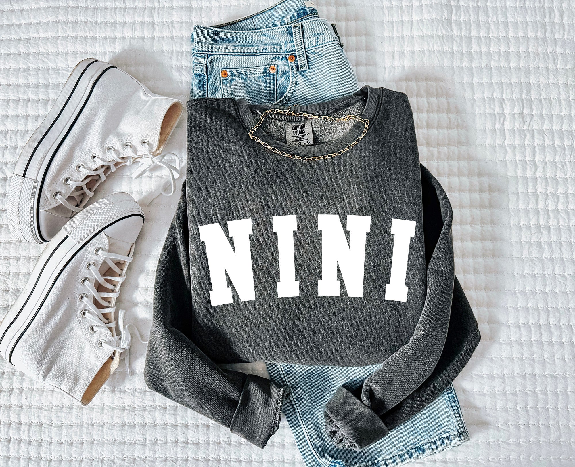 Nini Grandma Garment Dyed Comfort Colors Sweatshirt