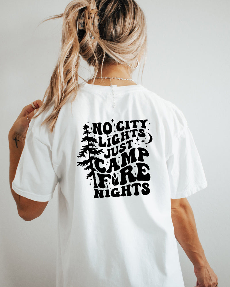 No city lights Campfire nights Camping Hiking Comfort Colors T Shirt