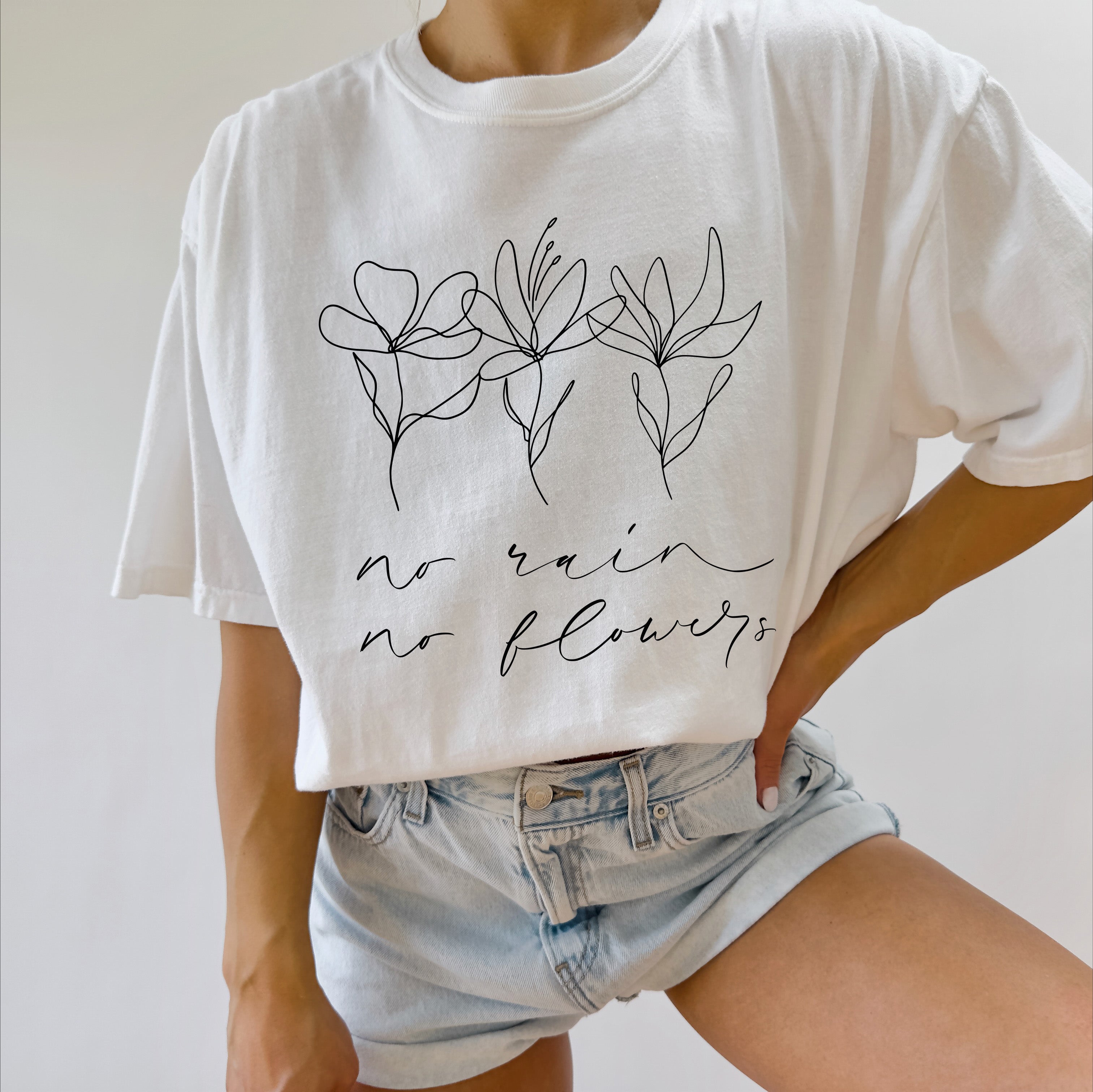 No rain No flowers Botanical wildflowers Comfort Colors T Shirt